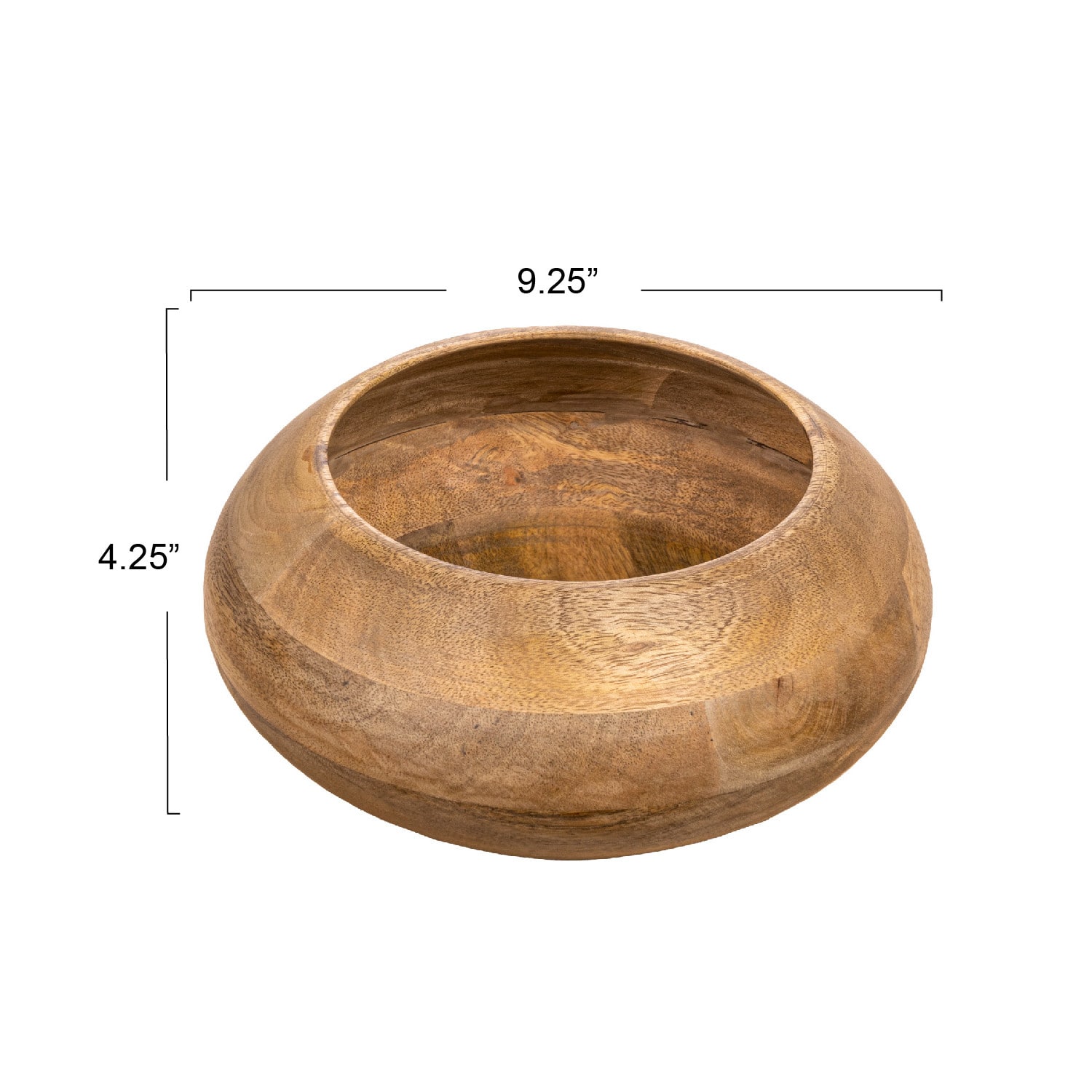 9.2&#x22; Modern Round Wood Bowl