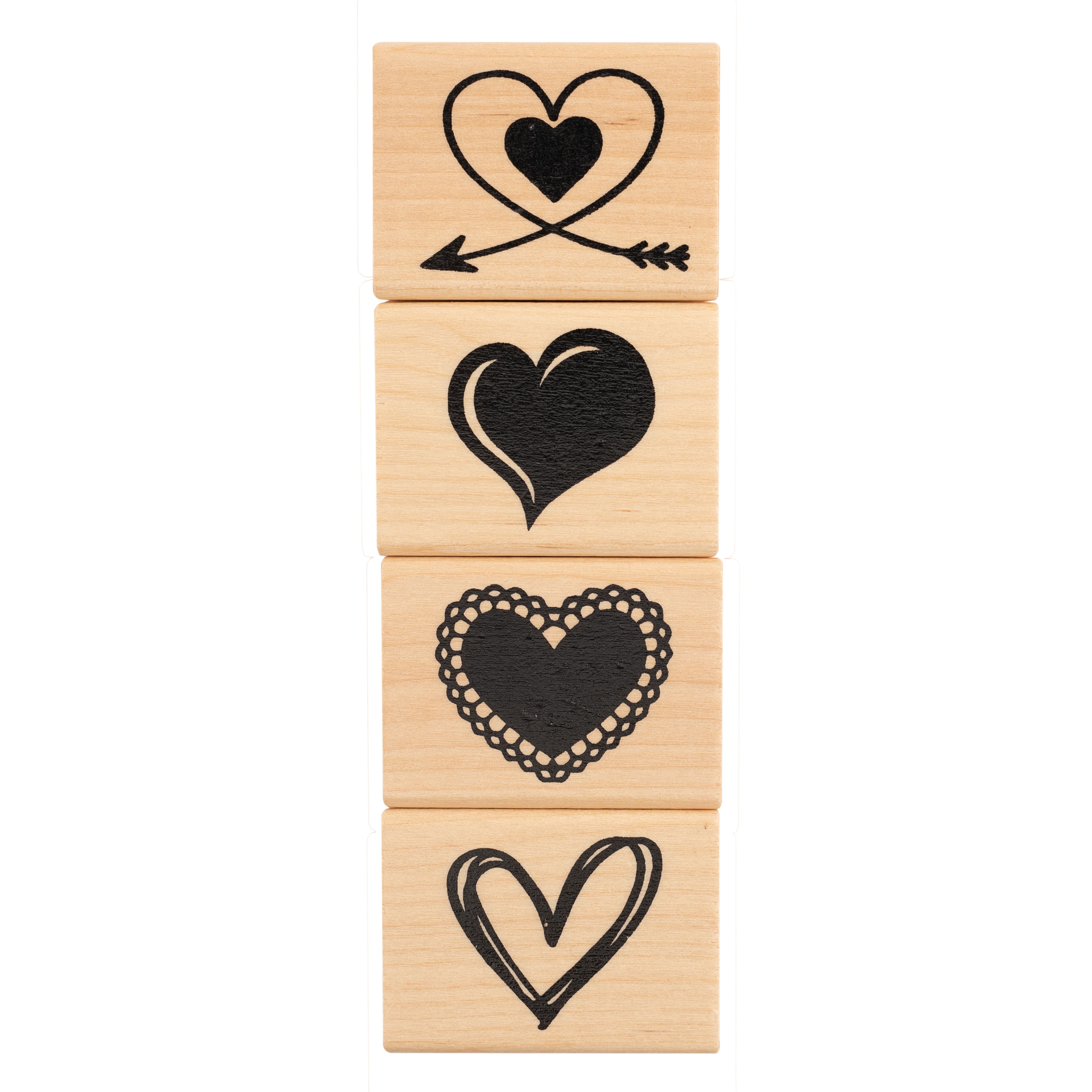 Artemio Wooden Stamp Heart Shape Beige 3.2 x 2.5 x 2.7 cm