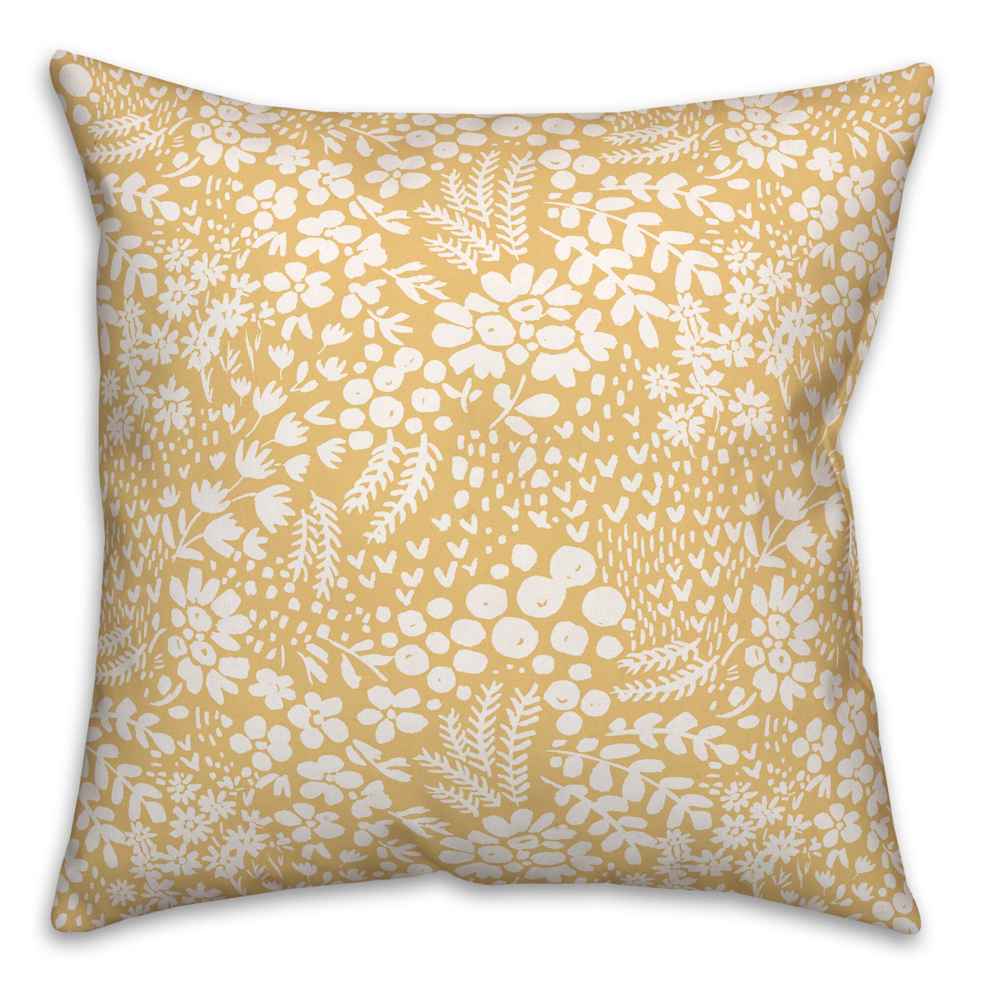 Dainty Floral Square Throw Pillow