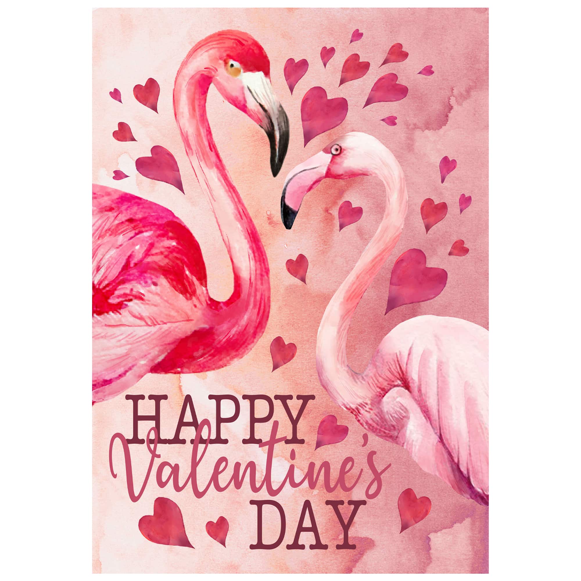 Happy Valentine&#x27;s Day Flamingo Outdoor Garden Flag