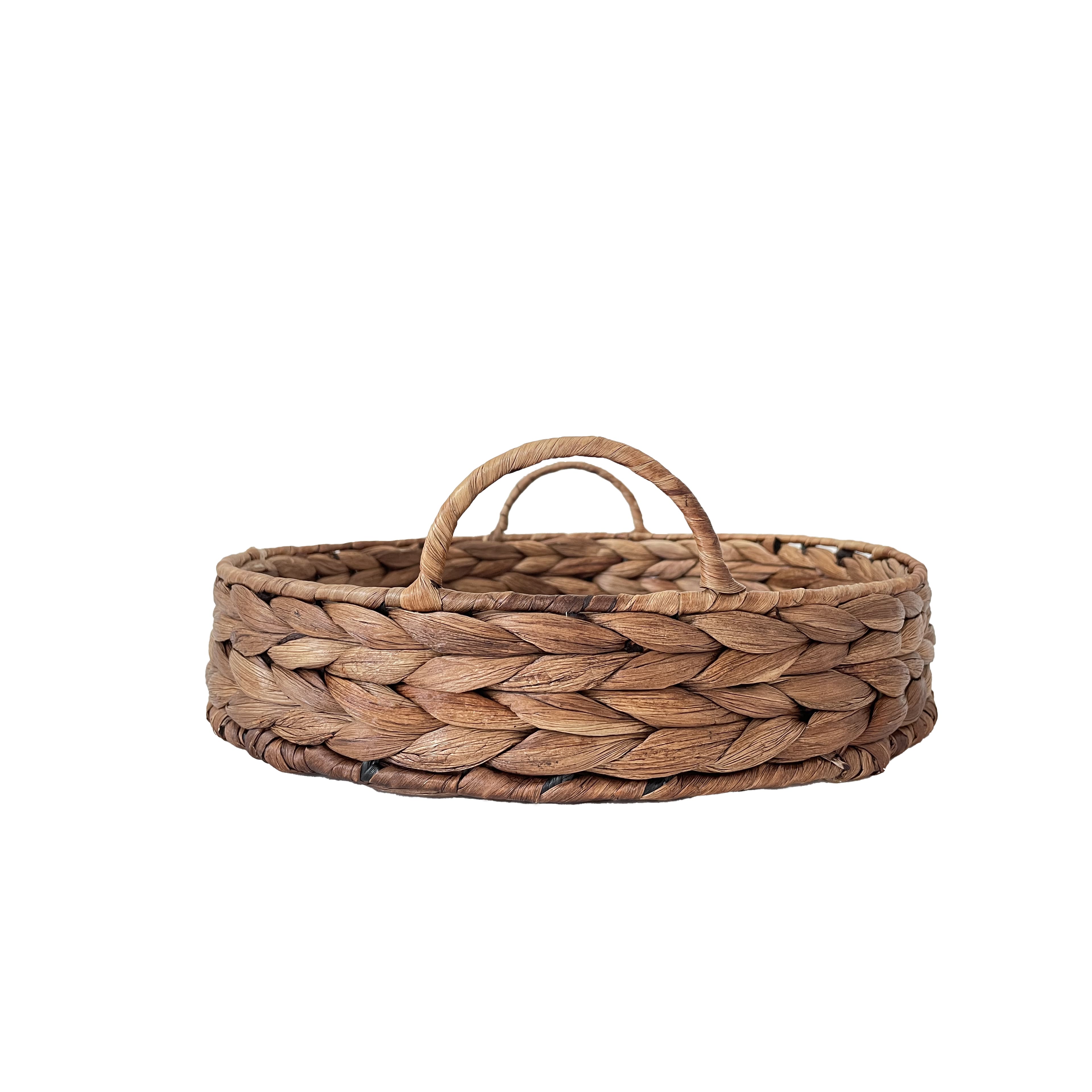 Natural Round Woven Water Hyacinth Decorative Tray by Ashland
