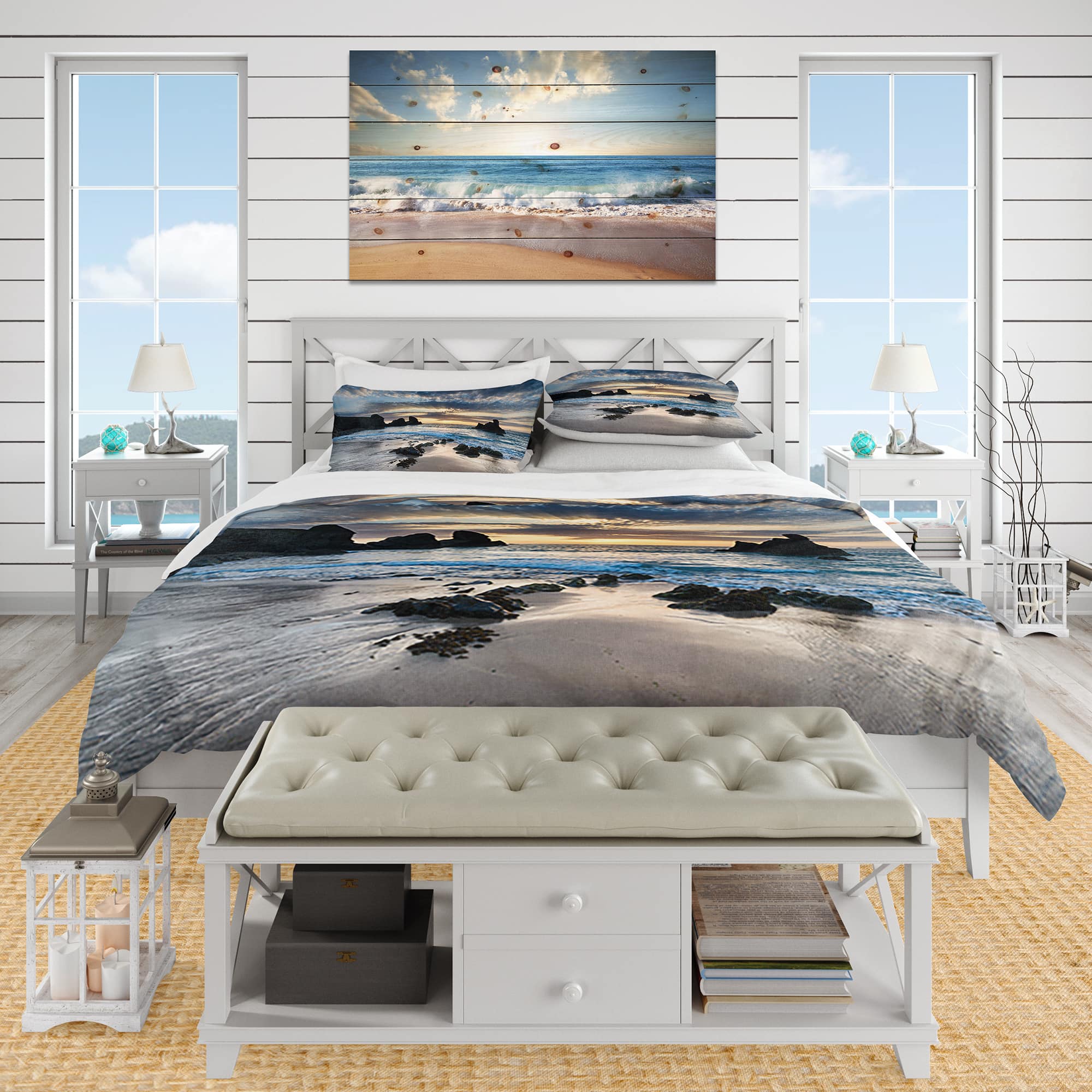 Designart &#x27;Beautiful Porthcothan Bay&#x27; Coastal Bedding Set - Duvet Cover &#x26; Shams