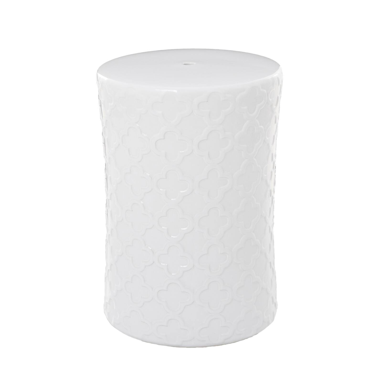 White Ceramic Contemporary Accent Table, 19&#x22; x 13&#x22; x 13&#x22;