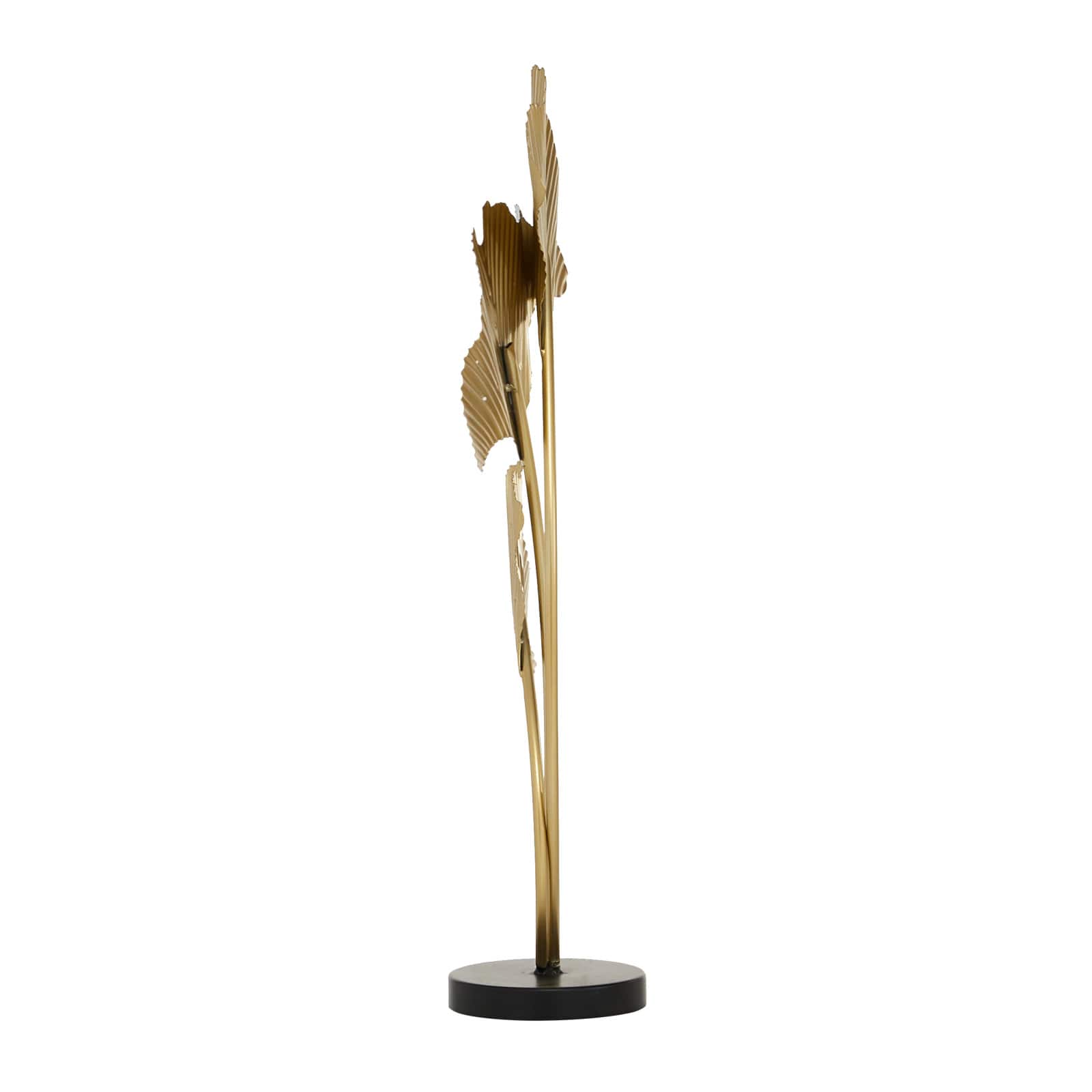 24&#x22; White &#x26; Gold Metal Modern Nature Sculpture