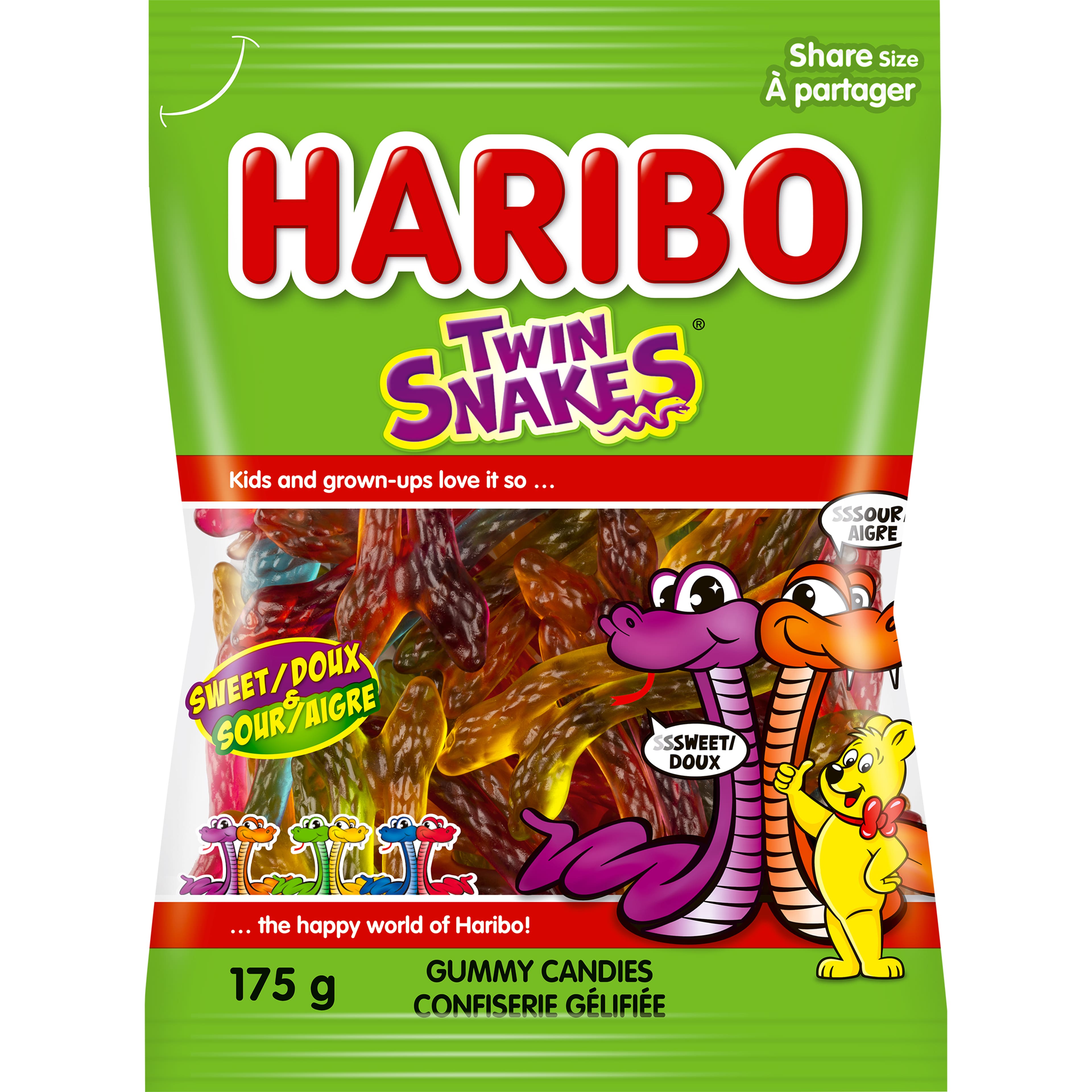 Bonbons g&#xE9;lifi&#xE9;s Haribo&#xAE; Twin Snakes&#xAE; &#xE0; partager