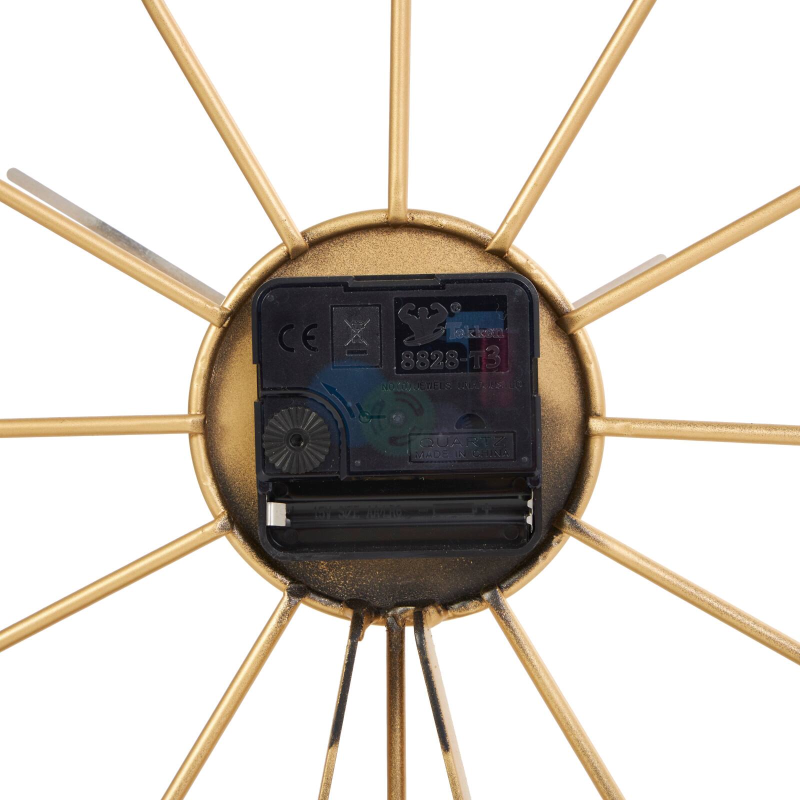 CosmoLiving by Cosmopolitan 12&#x22; Gold Metal Sunburst Clock with Black Base &#x26; Clockface