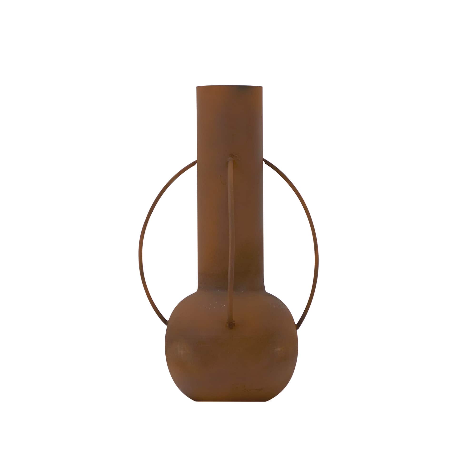 14&#x22; Rust Contemporary Metal Vase