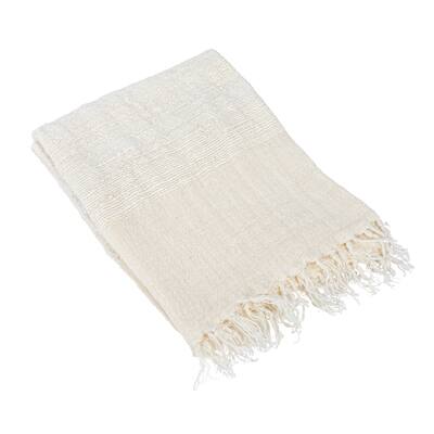 Cream & Natural Stripes & Fringe Woven Linen Throw Blanket | Michaels