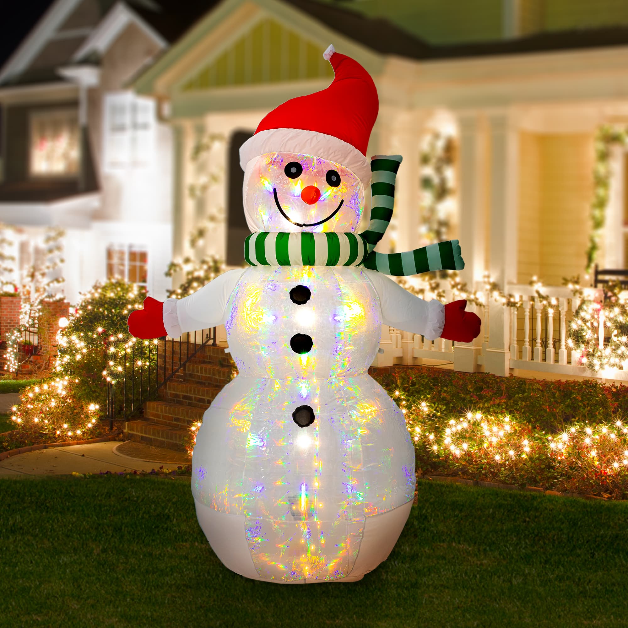 Glitzhome&#xAE; 8ft. LED Lighted Icy Snowman Inflatable D&#xE9;cor