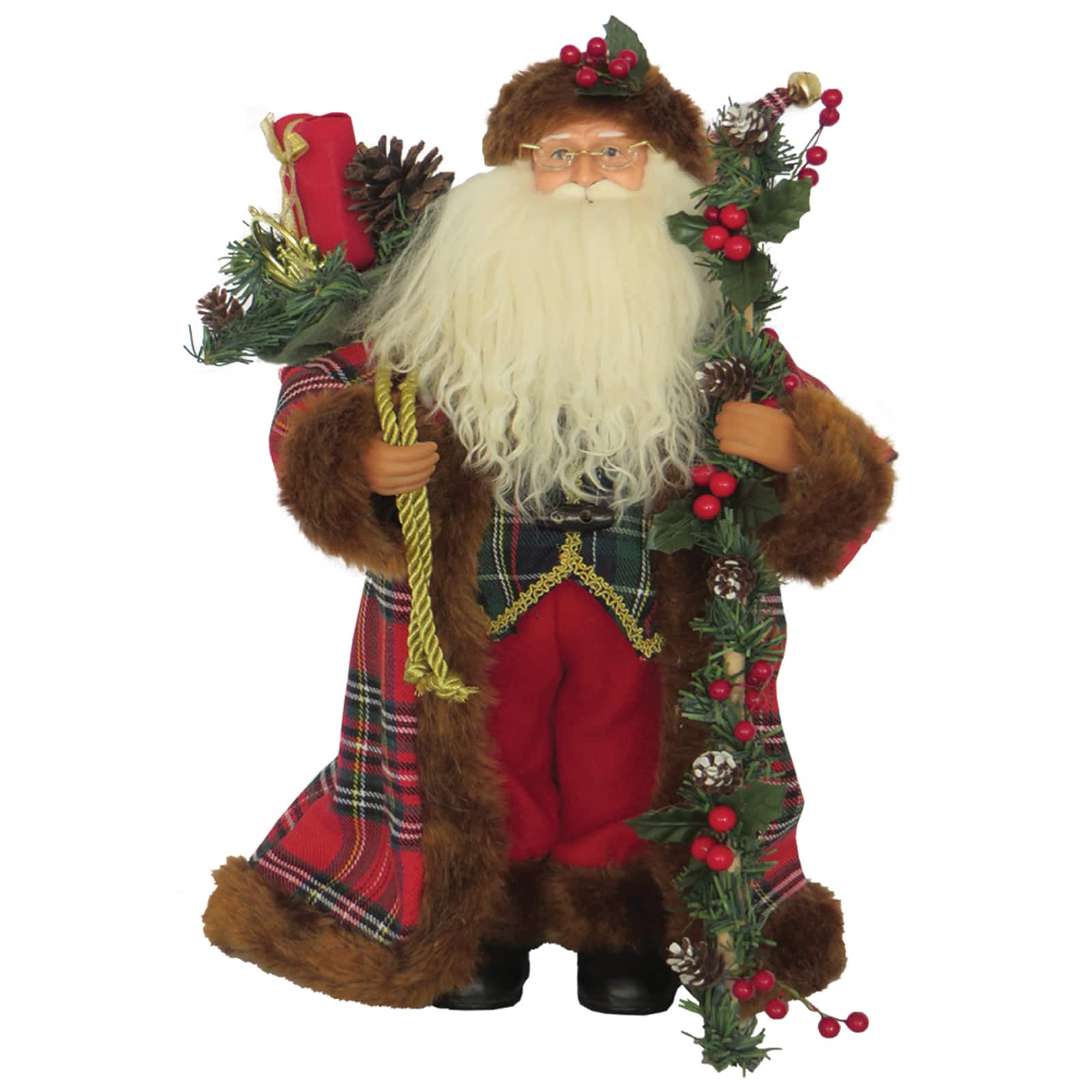 Santa's Workshop 15" Christmas Plaid Santa