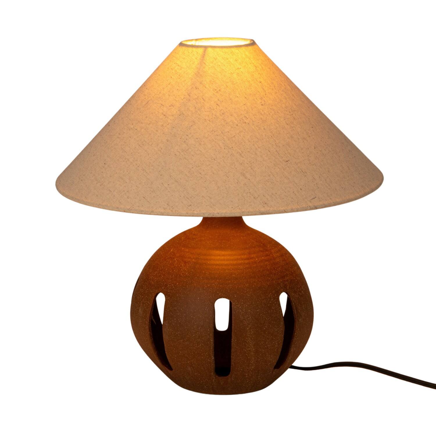 Hello Honey® 16.75" Natural Brown Cut Out Ceramic Table Lamp with Linen Shade