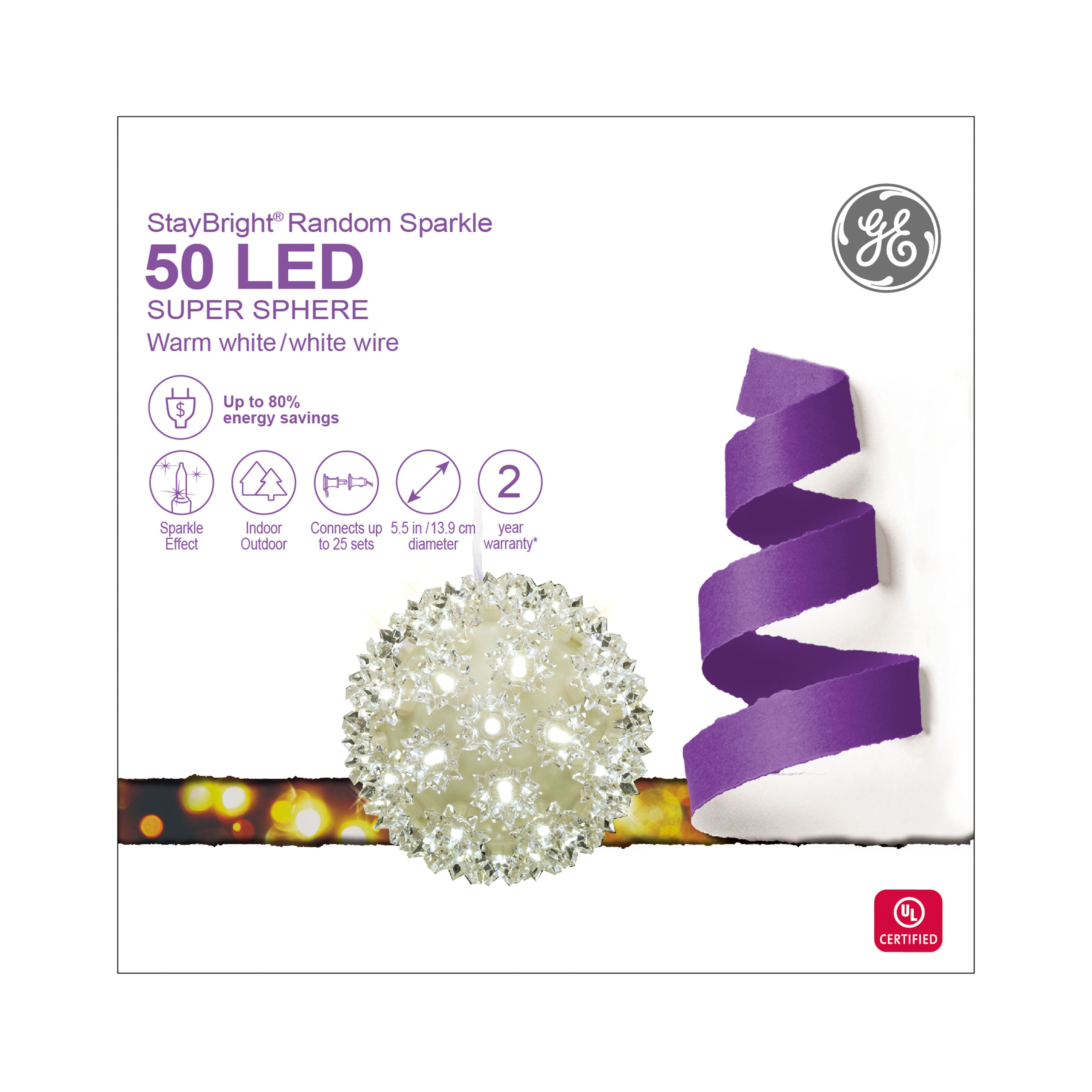 StayBright&#xAE; Random Sparkle 5.5&#x22; Warm White LED Super Sphere