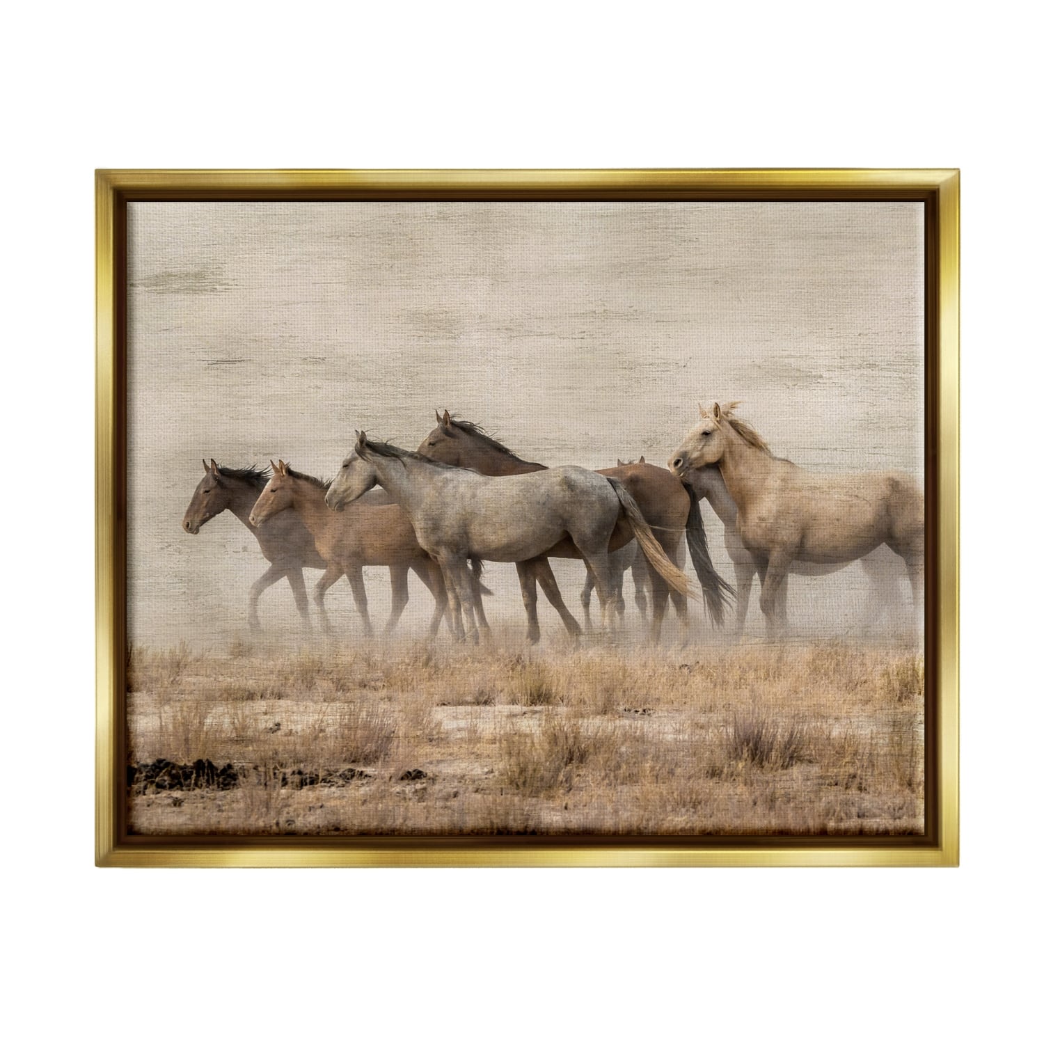 Stupell Industries Galloping Horse Herd Countryside Floater Framed Art