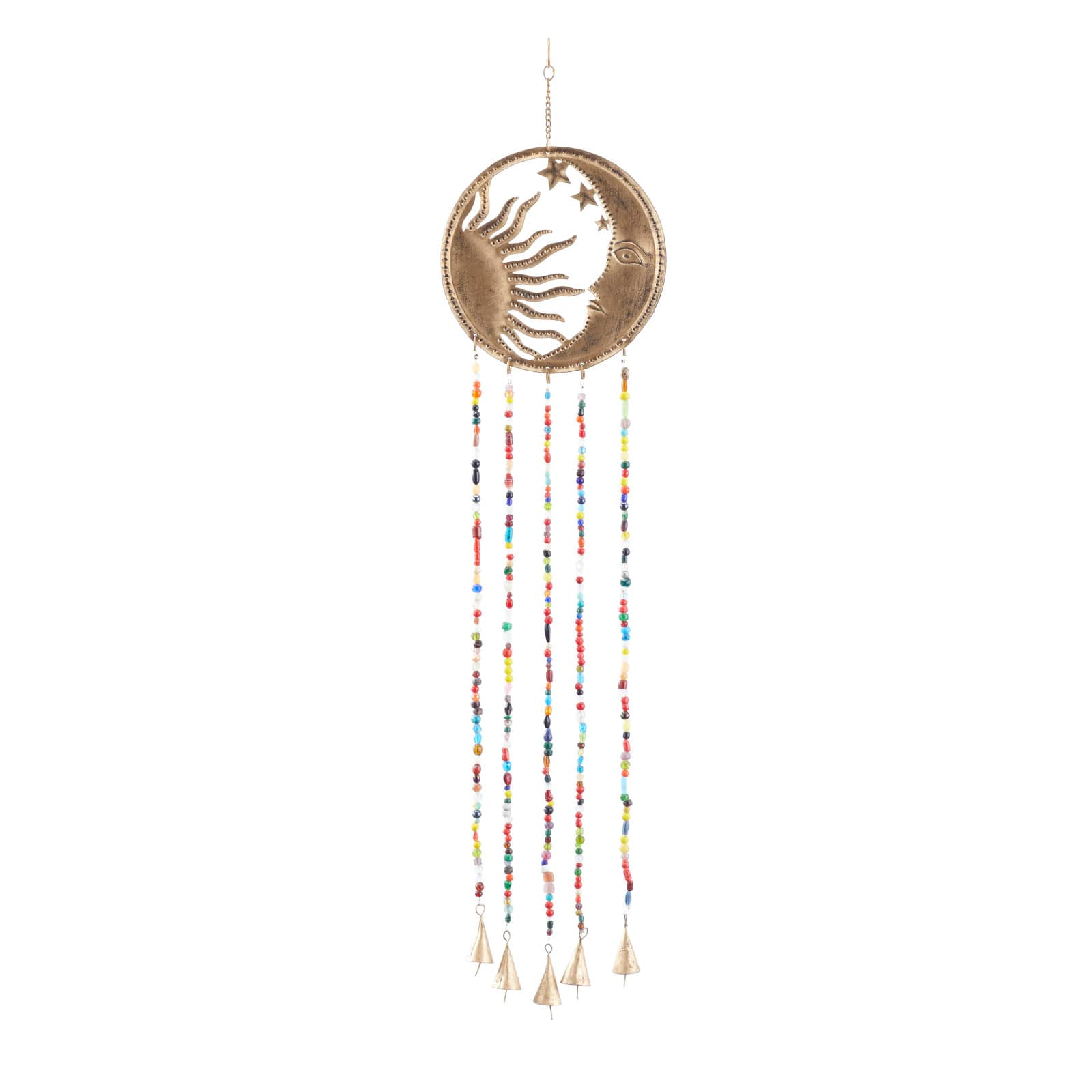 Brass Colored Metal Glam Sun &#x26; Moon Windchime