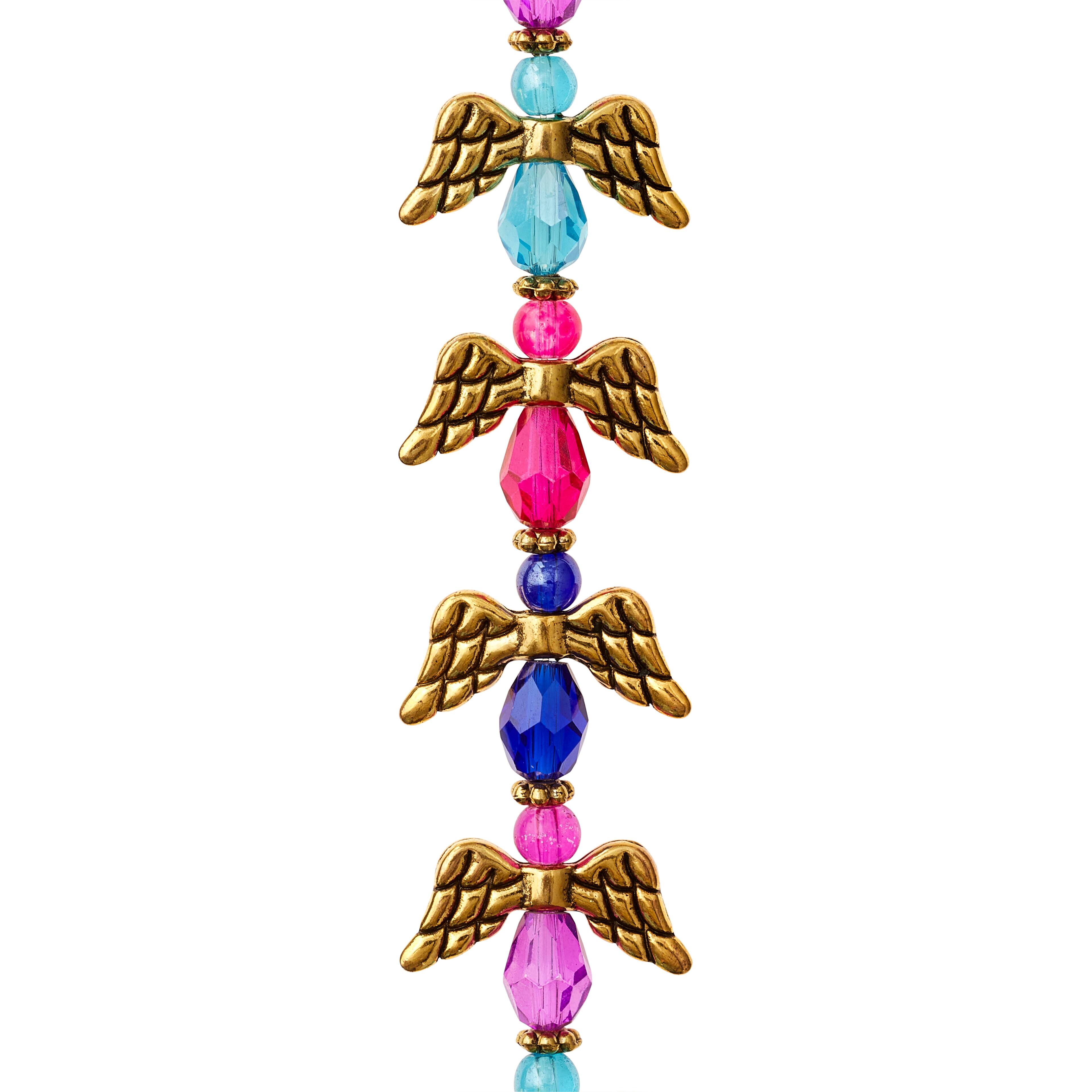 12 Pack: Blue & Purple Metal & Glass Angel Beads by Bead Landing™