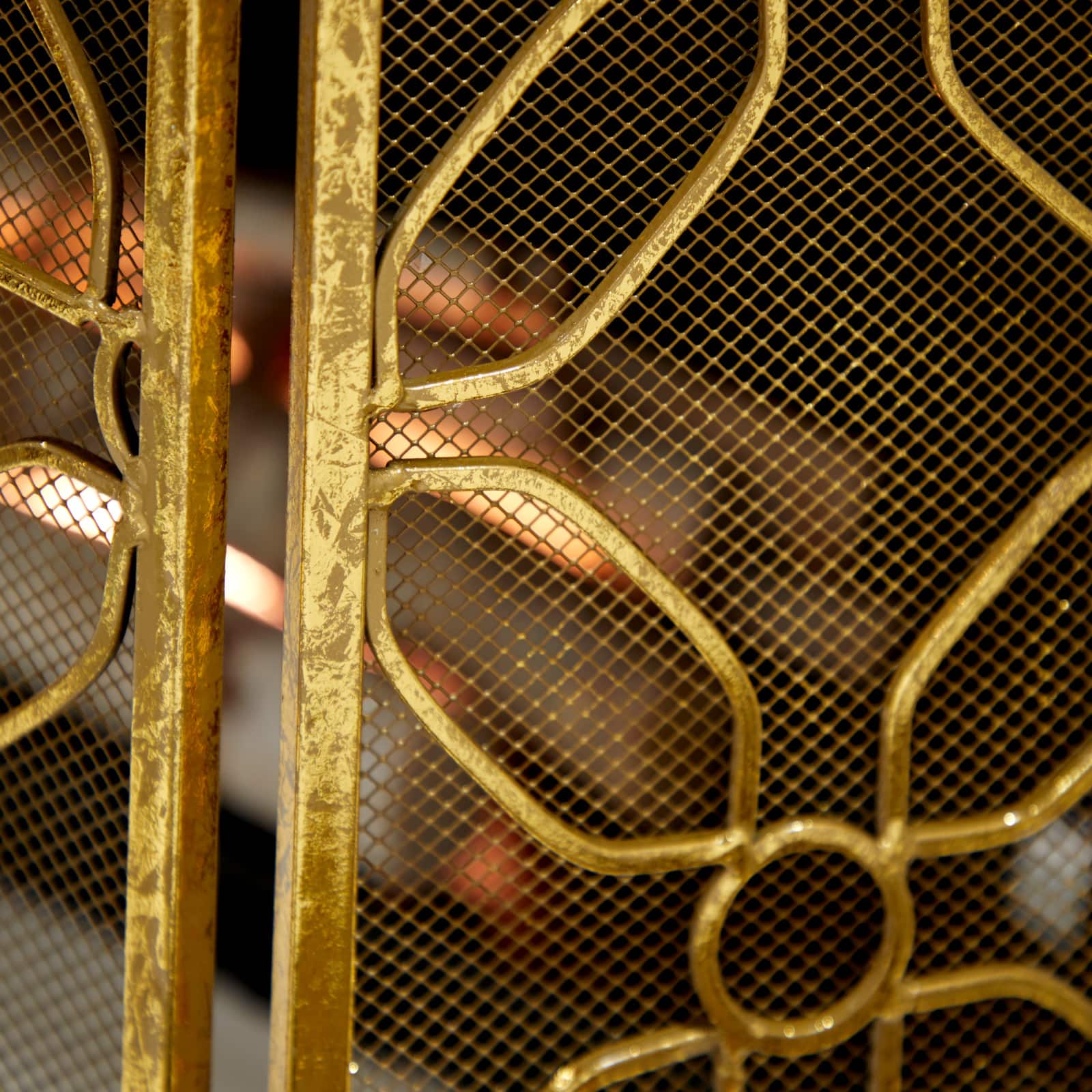 Gold Metal Contemporary Fireplace Screen