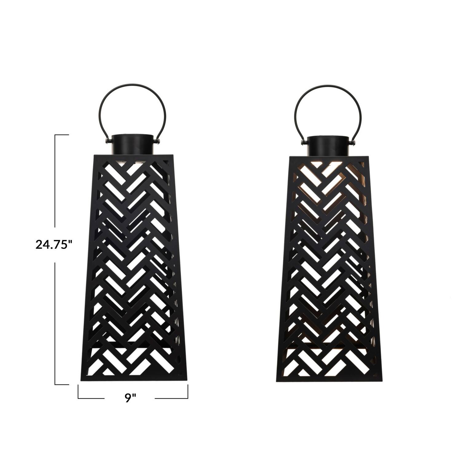 Hello Honey® 24.75" Black Metal Rechargeable LED Indoor Lantern