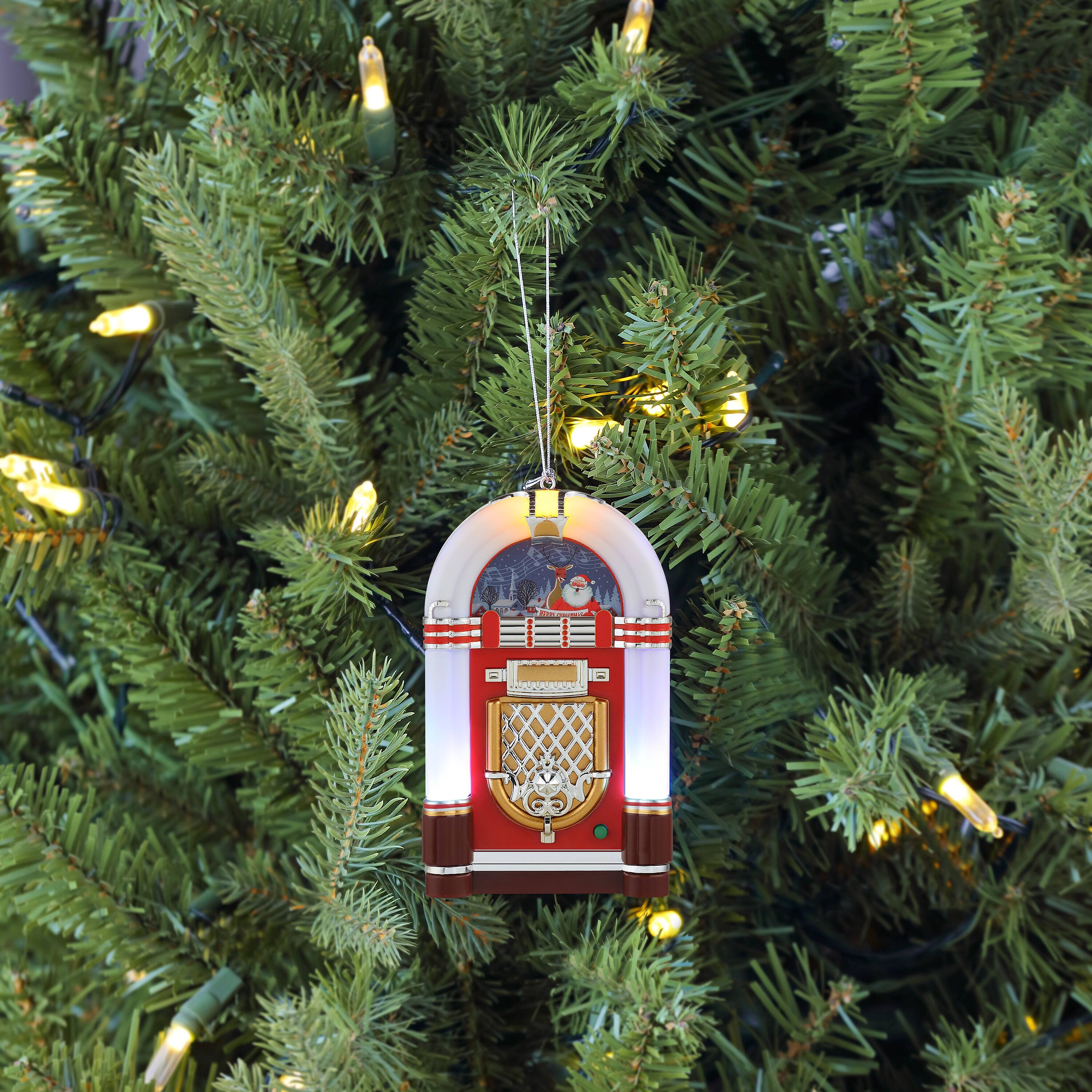 Miniature White Vintage Jukebox Ornament