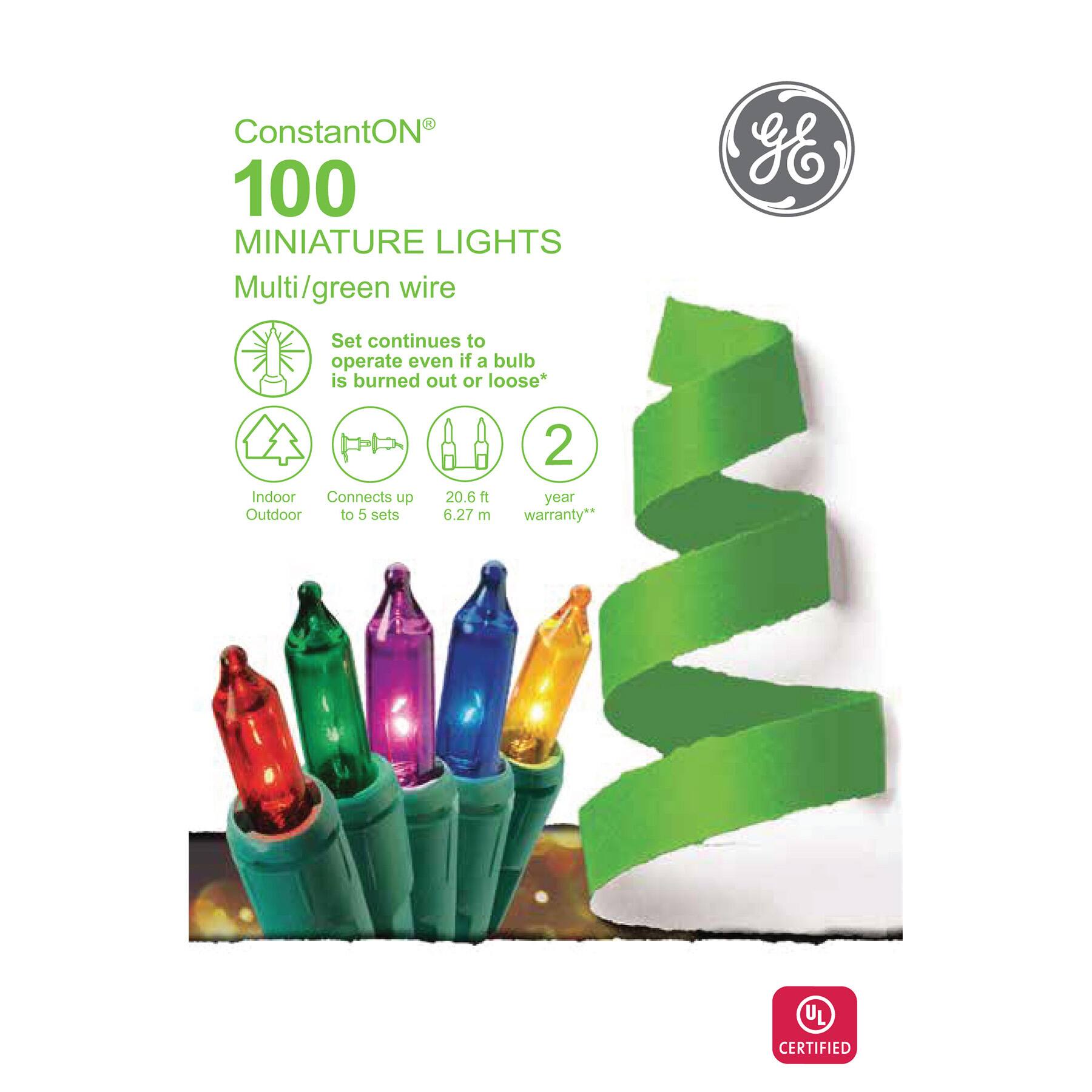 GE ConstantON&#xAE; 100 Miniature Lights, Multicolored