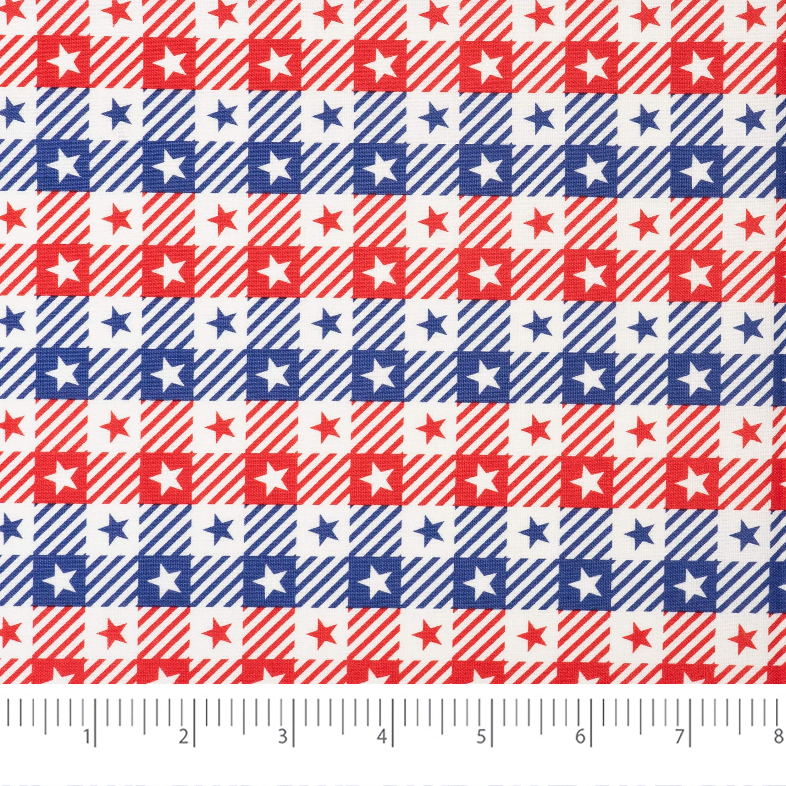 SINGER Gingham Patriotic Stars Cotton Fabric
