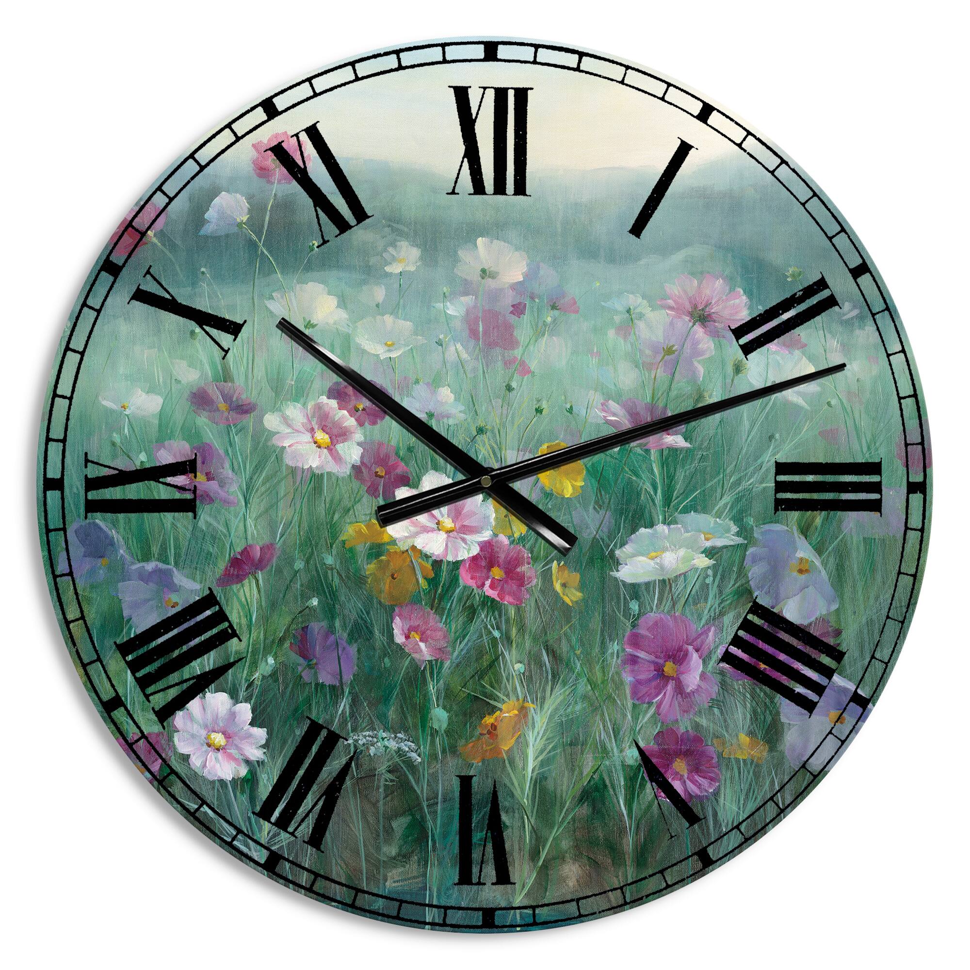 Designart 'Flower Field Farmhouse Wall Clock