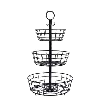 SunnyPoint Black 3 Tier Wire Basket Stand | Michaels