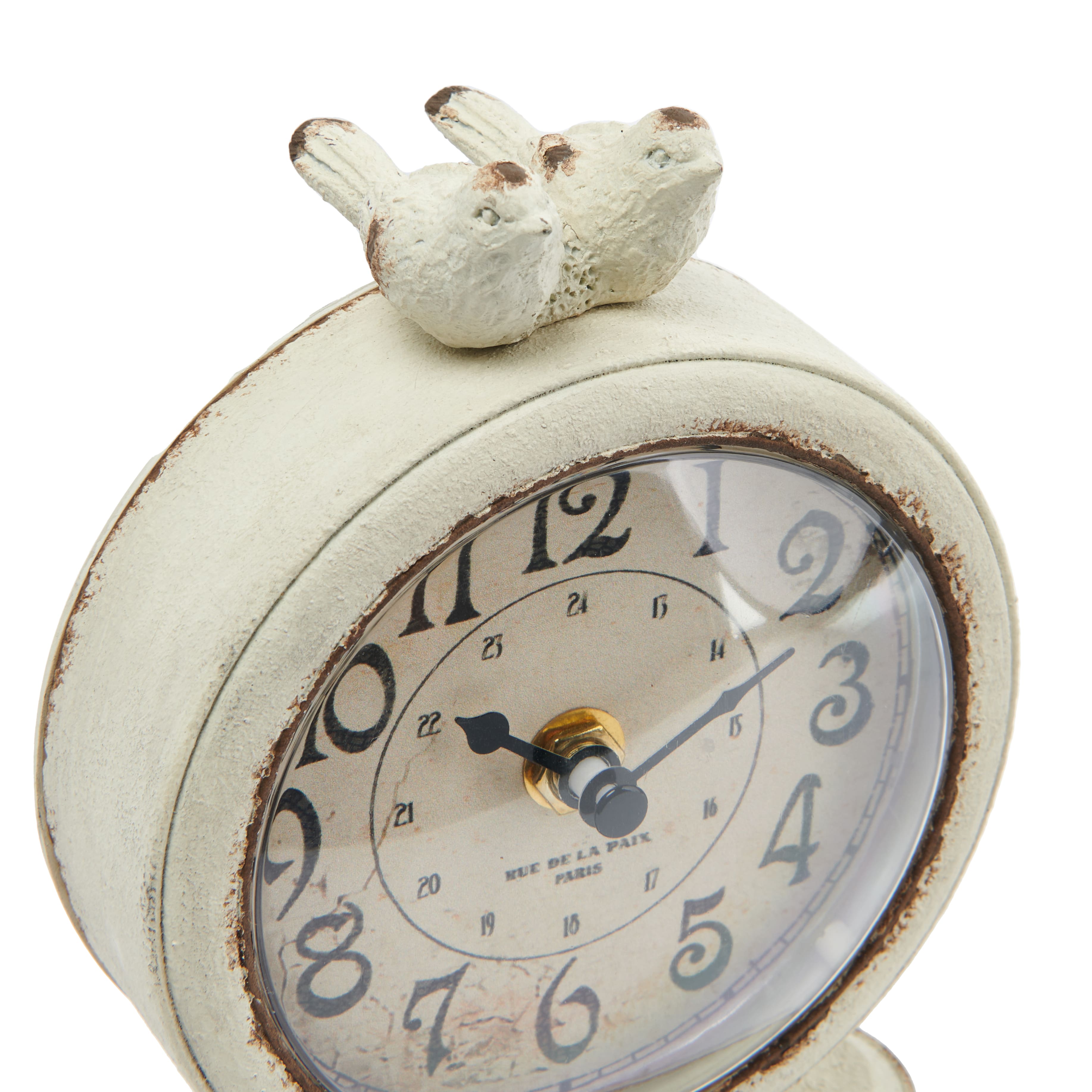 Hello Honey&#xAE; 6&#x22; Vintage Pewter Mantel Clock with Birds