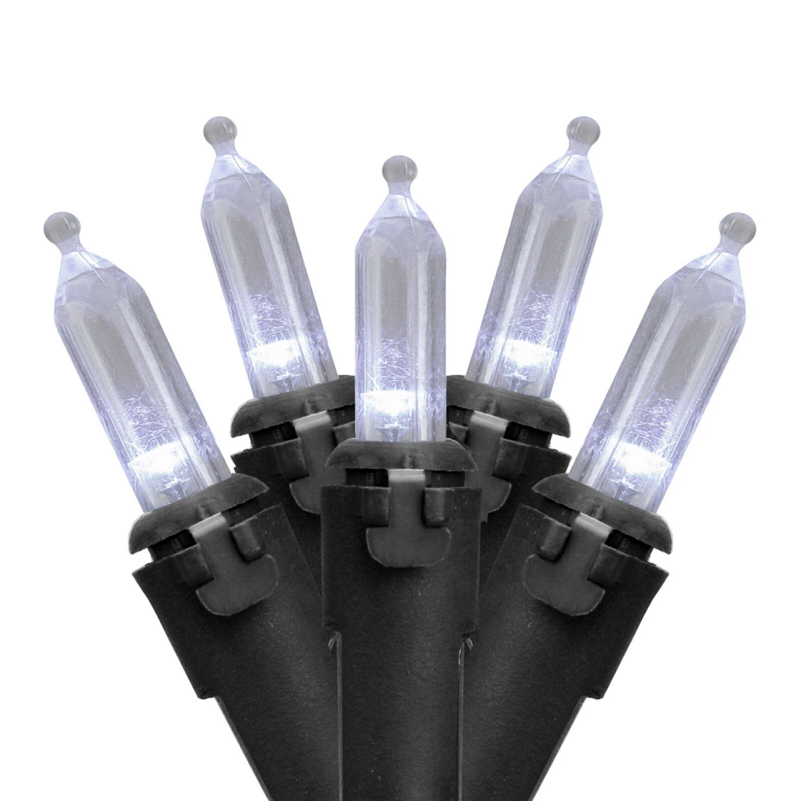 100ct. Pure White LED Mini Christmas String Lights with Black Wire