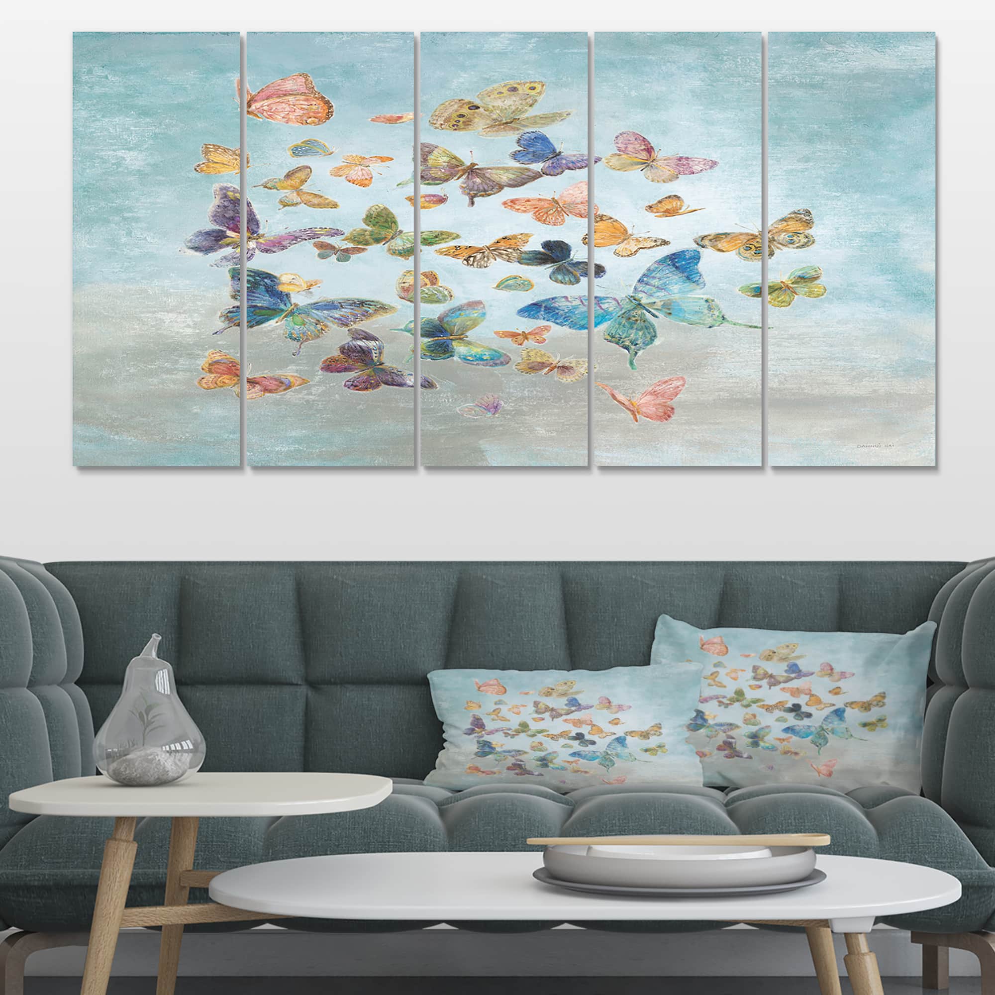 Designart - Butterflies Dancing I - Wildlife Canvas Artwork 