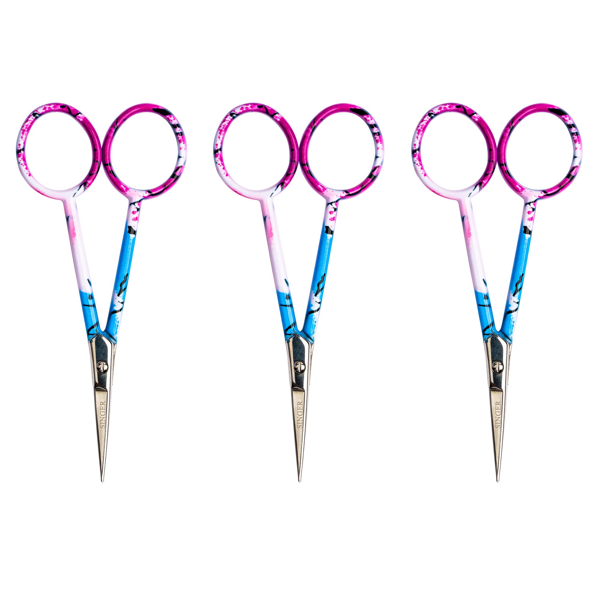 SINGER® 4'' Curved Tip Forged Embroidery Scissors with Printed Handles, 3ct.