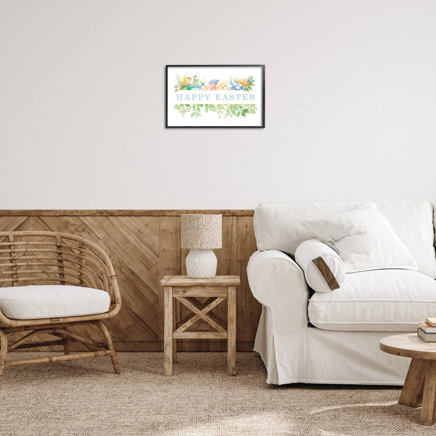 Stupell Industries Floral Happy Easter Framed Giclee Art