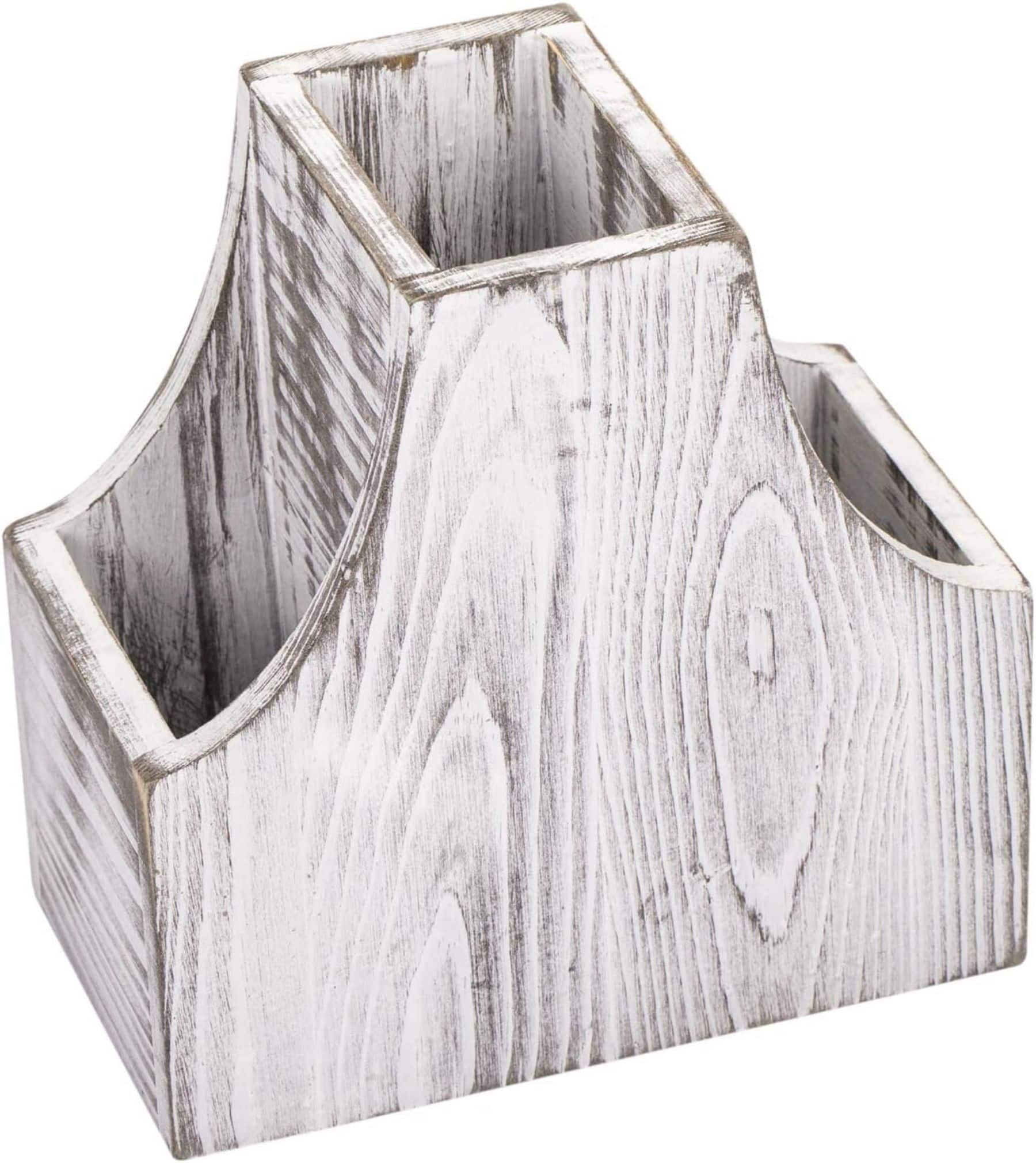 NEX™ 6.5" Rustic White 3-Compartment Remote Control Holder