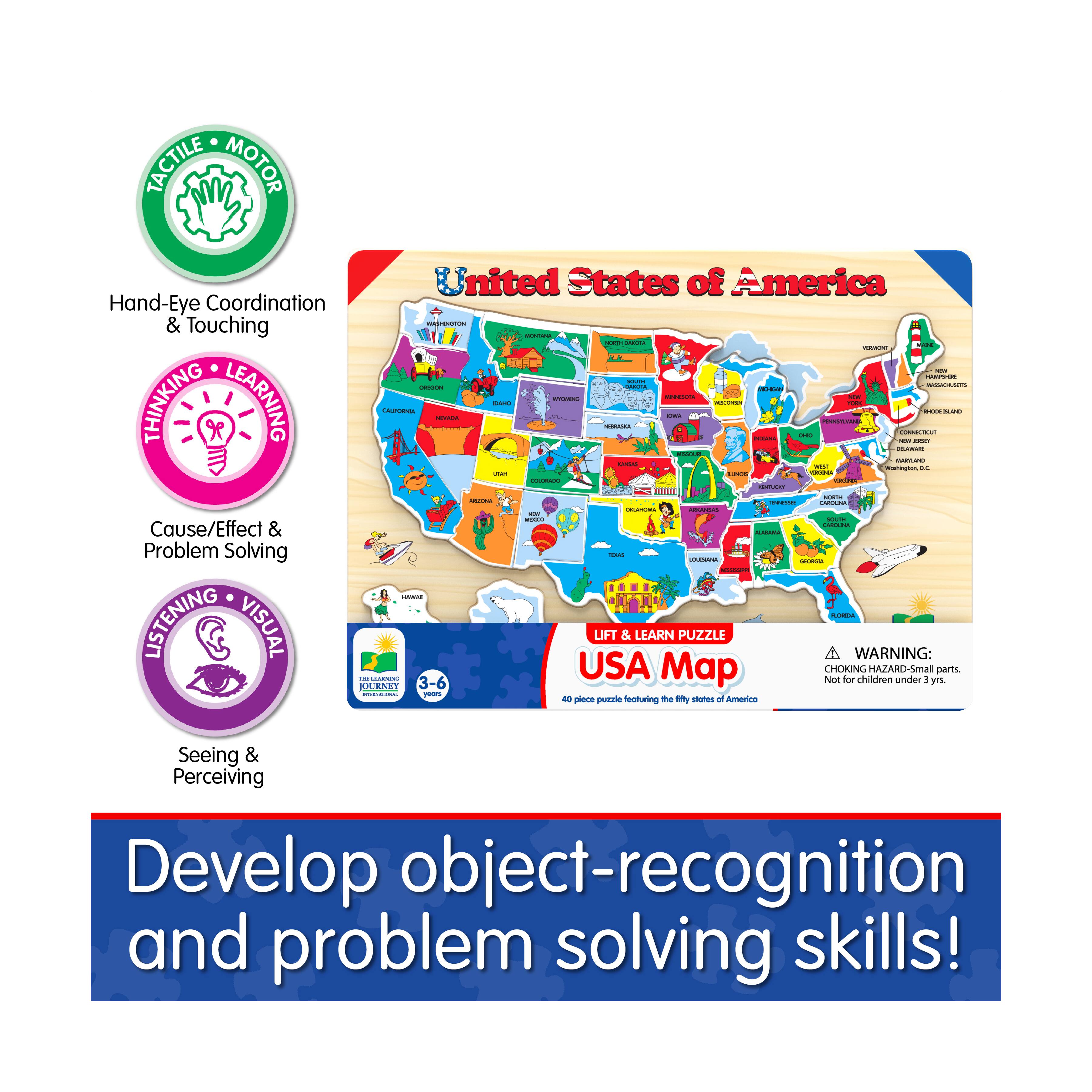 Lift & Learn Puzzle - USA Map: 40 Pcs