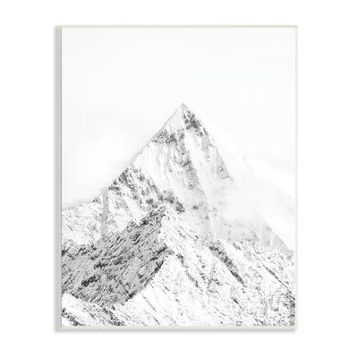 Stupell Industries Snowy Mountain Peak Sharp Lines Black White Wall ...