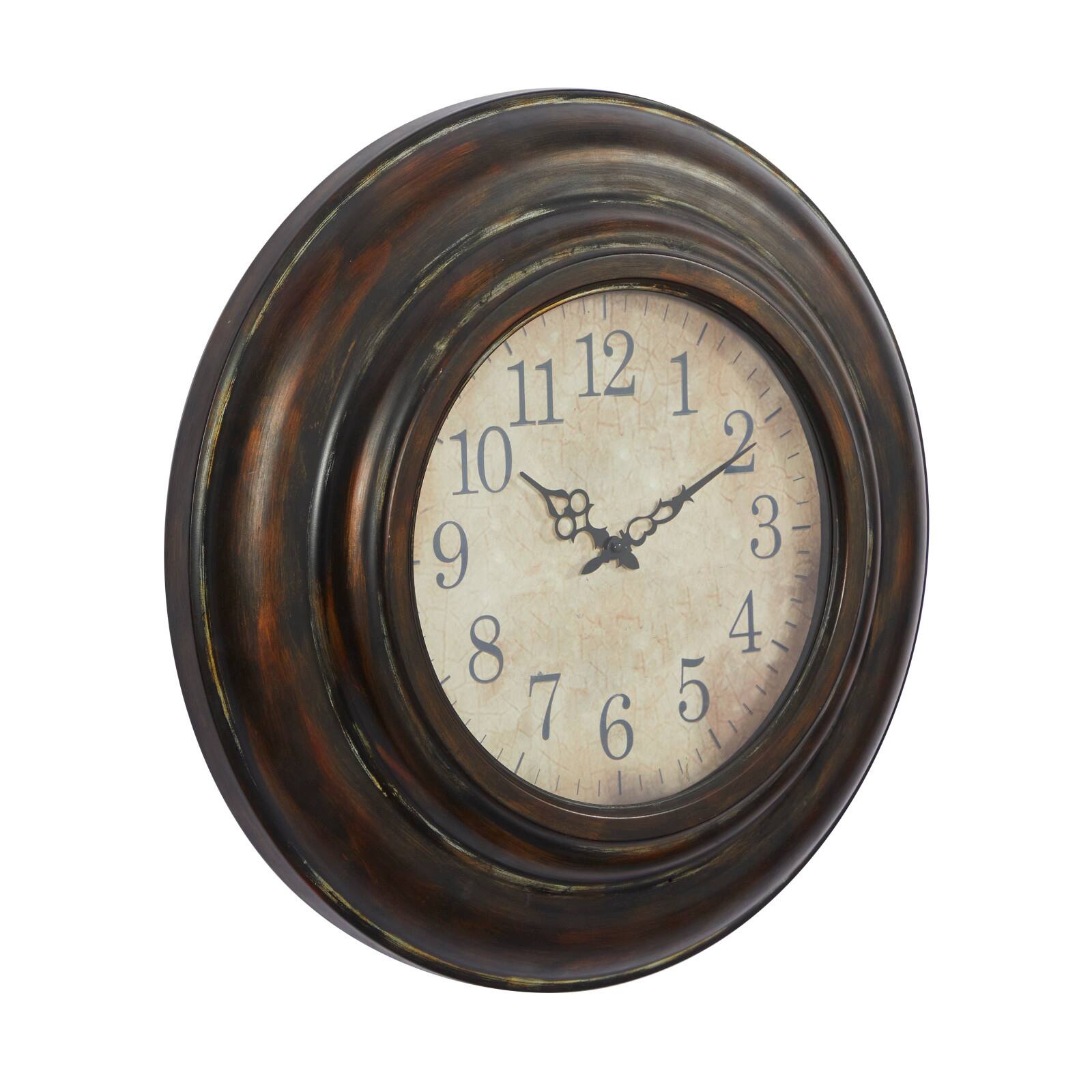 Brown Rustic Metal Wall Clock, 24&#x22; x 24&#x22;