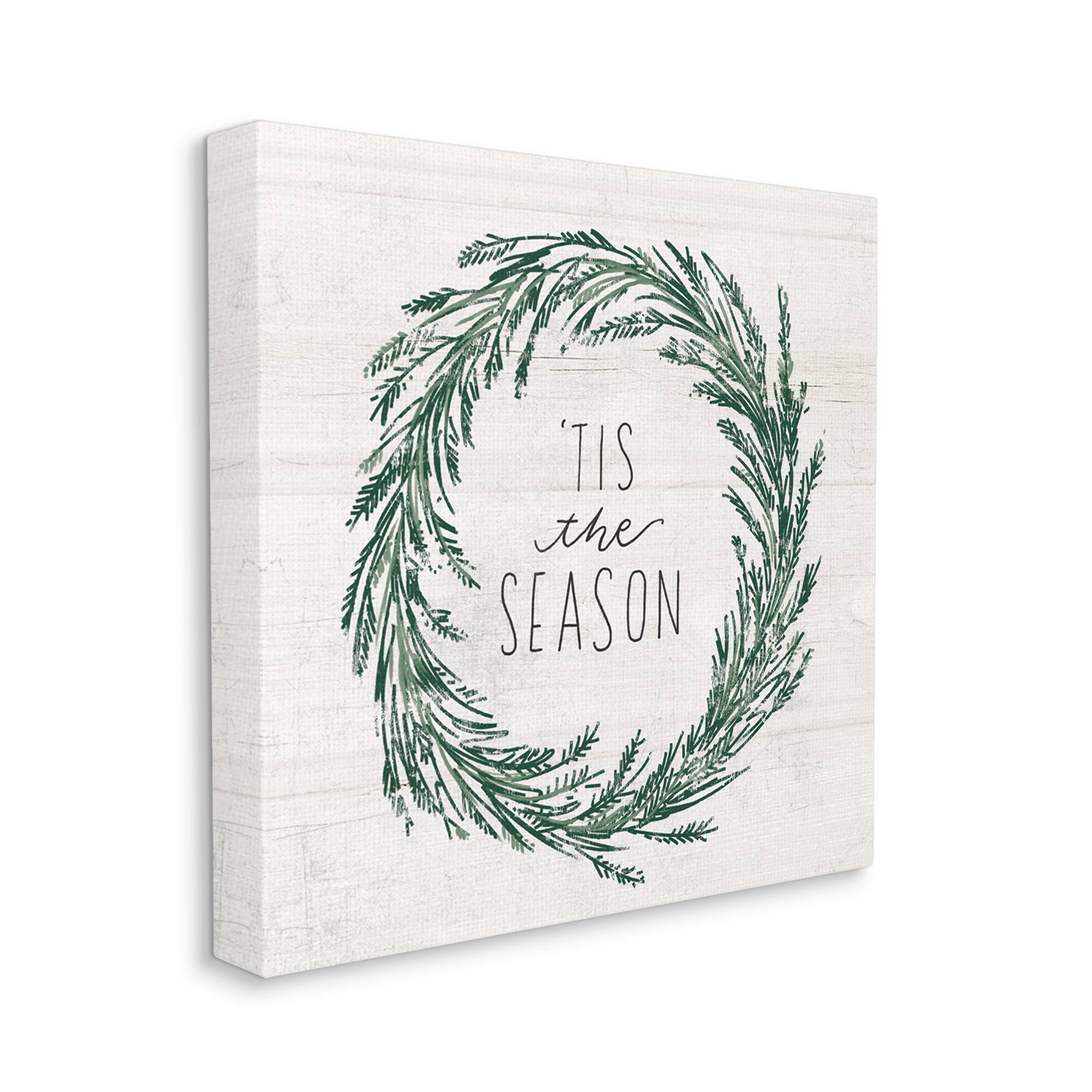 Stupell Industries Tis The Season Holiday Wreath Canvas Wall Art