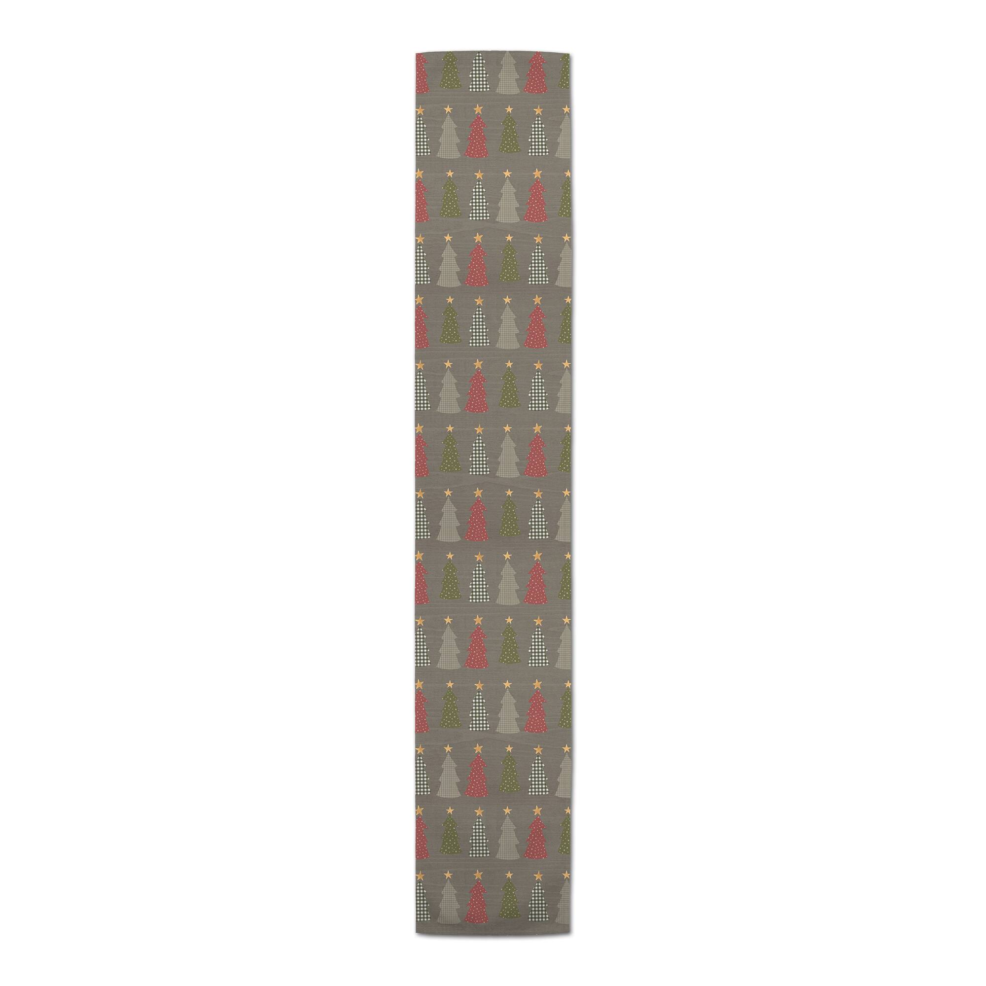 72" Gray Tree Pattern Cotton Twill Runner