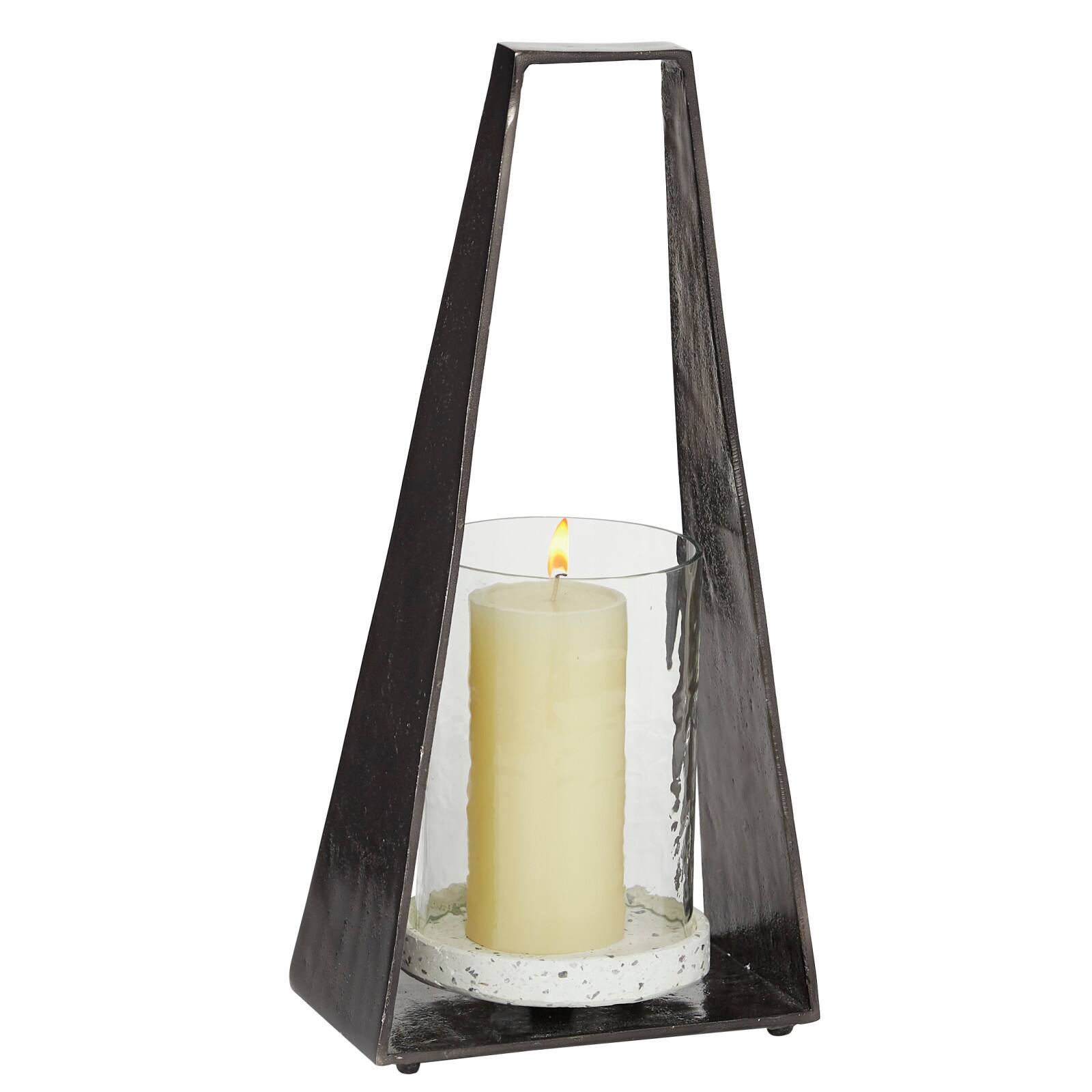 Black Terrazzo Contemporary Candle Holder Lantern, 18" x 8" x 5"