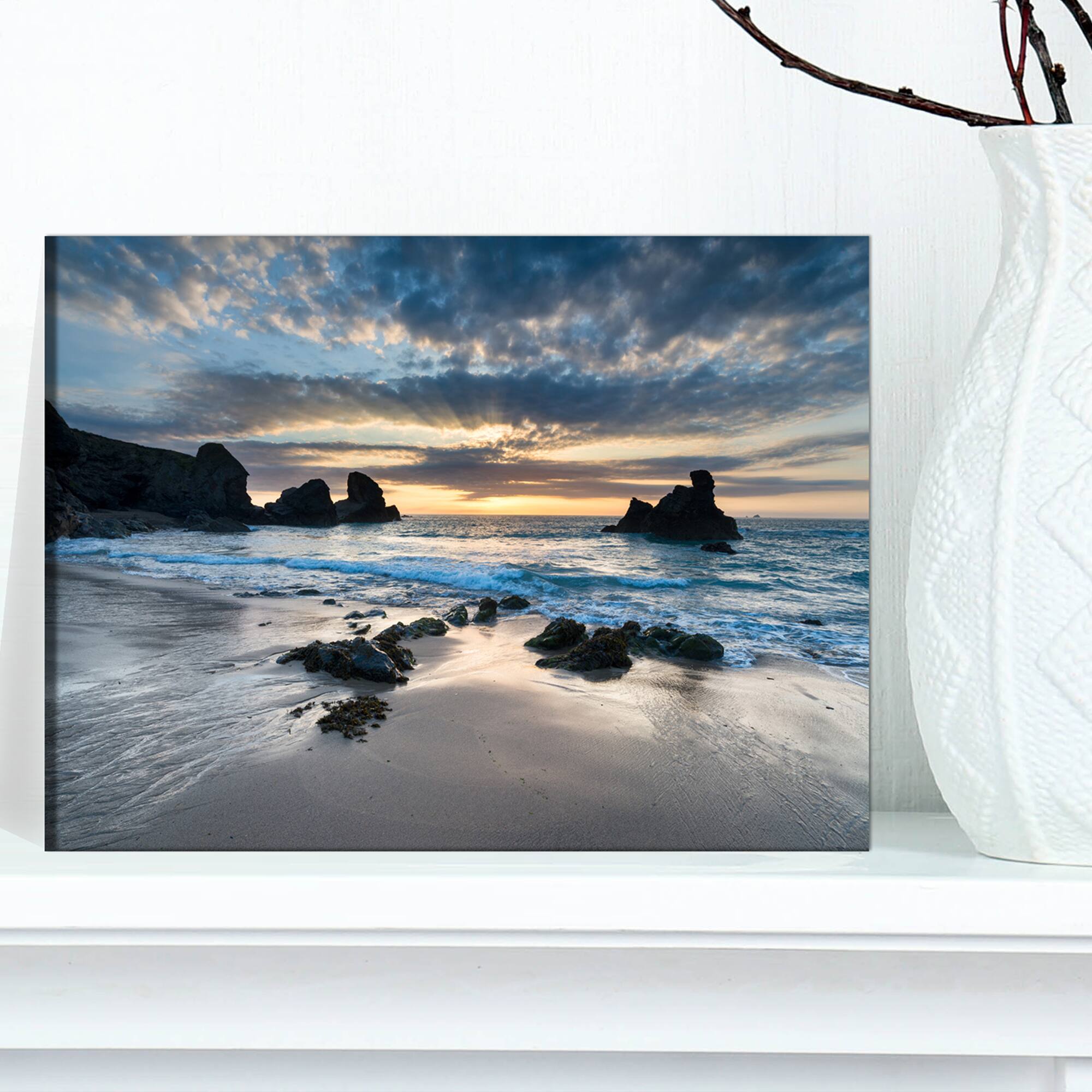 Designart - Beautiful Porthcothan Bay - Seashore Canvas Art Print