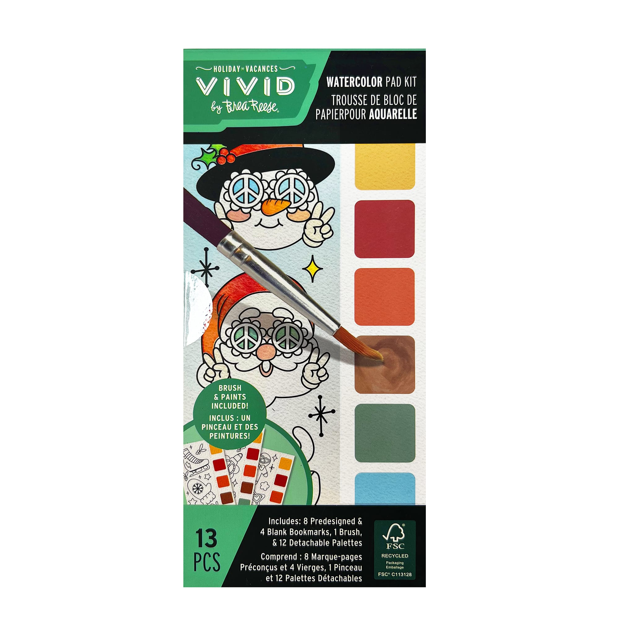 VIVID by Brea Reese&#xAE; Frosty Holiday Bookmark Watercolor Pad Kit