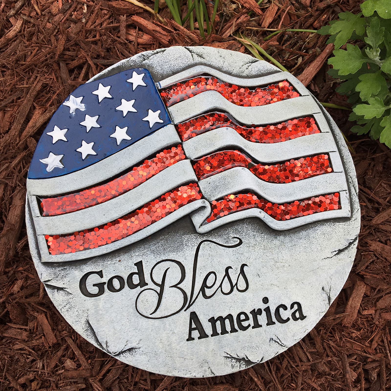 Santa&#x27;s Workshop 10&#x22; God Bless America Stepping Stone