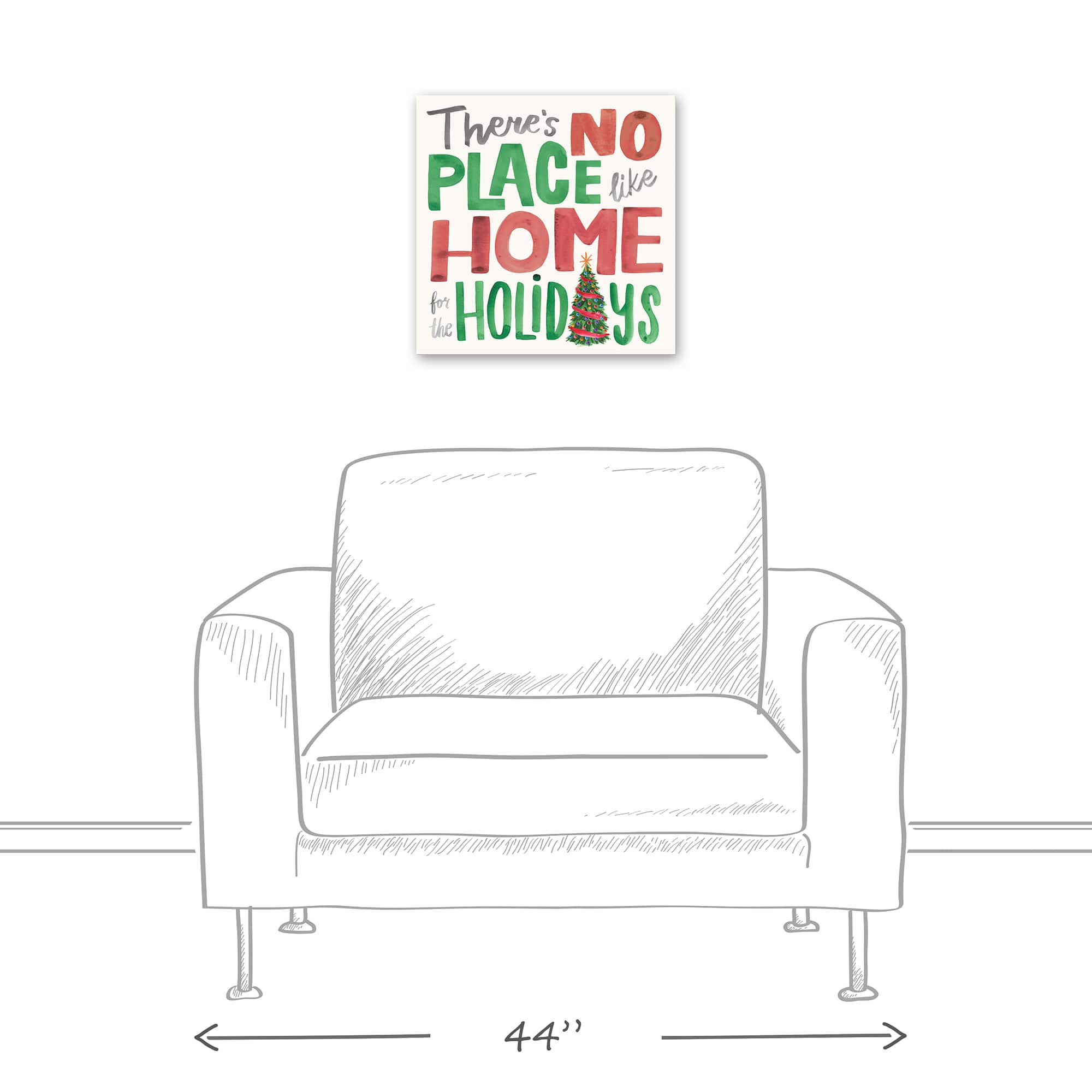 There's No Place like Home for the Holidays Typography Canvas Wall Art