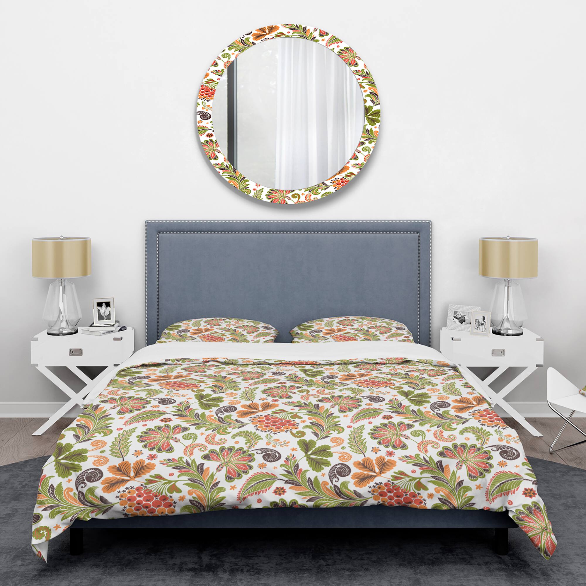 Designart &#x27;Retro Fantasy Flowers I&#x27; Mid-Century Duvet Cover Set