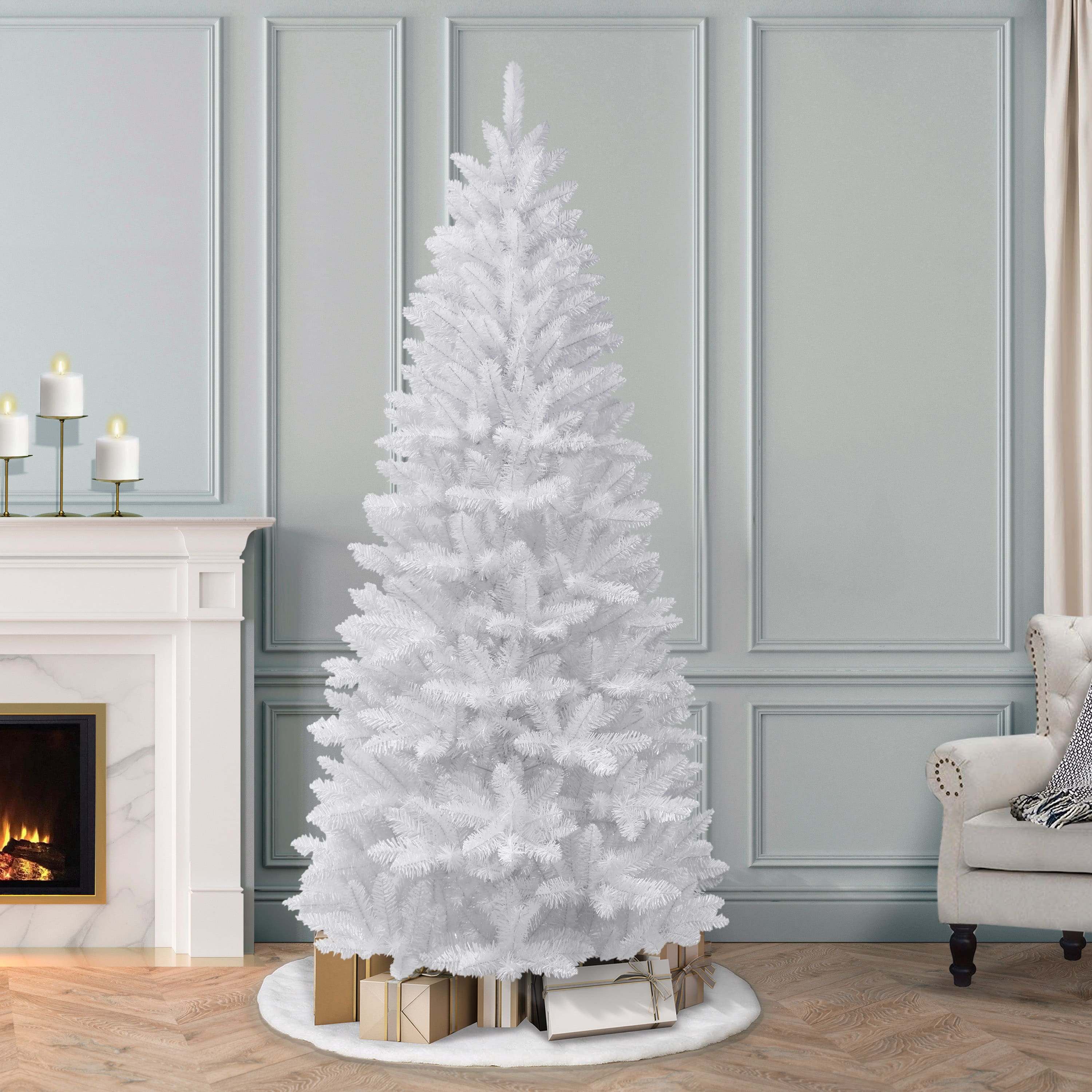 7ft. Unlit White Carson Artificial Pine Christmas Tree