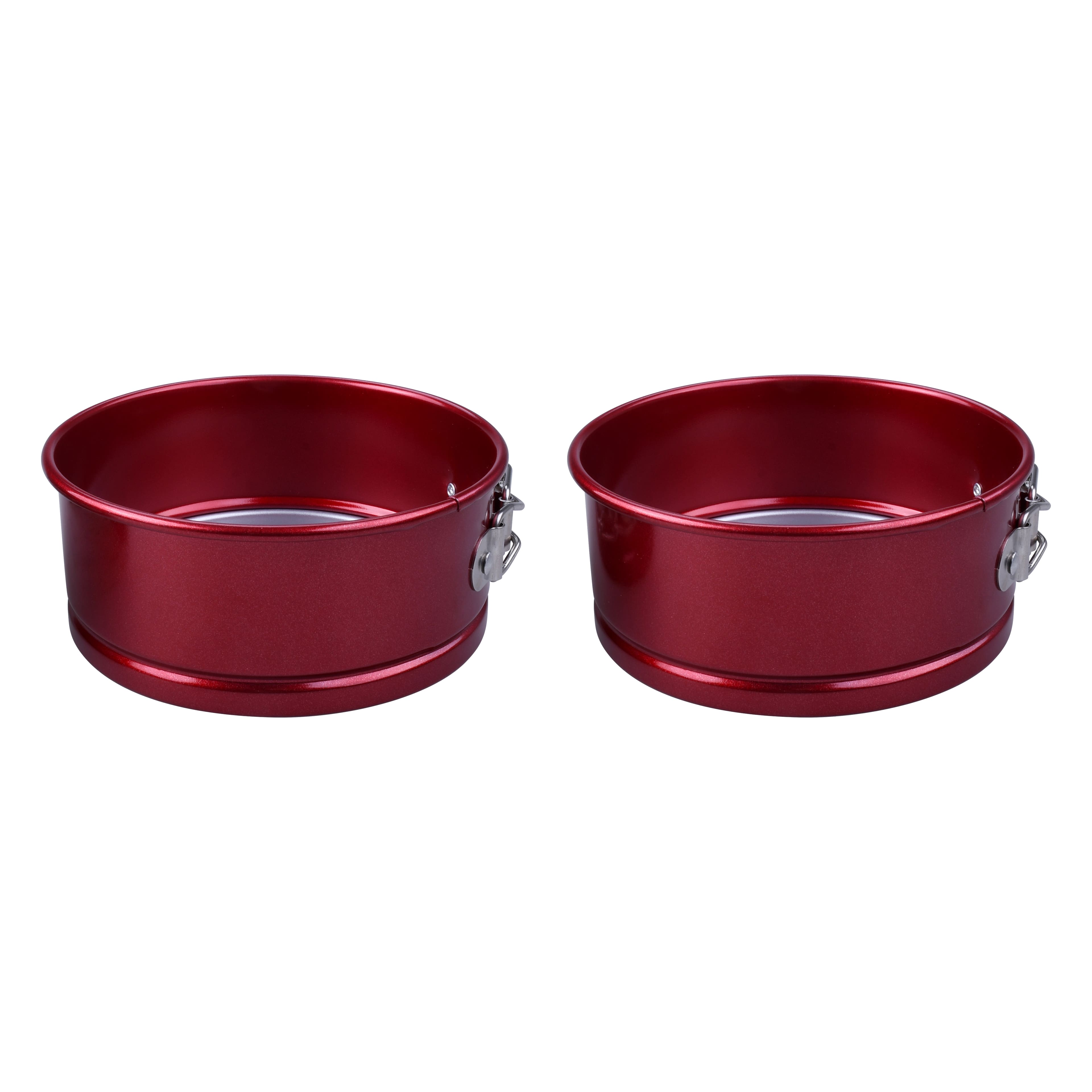 4&#x22; Metallic Red Non-Stick Round Carbon Steel Springform Pans, 2ct. by Celebrate It&#xAE;