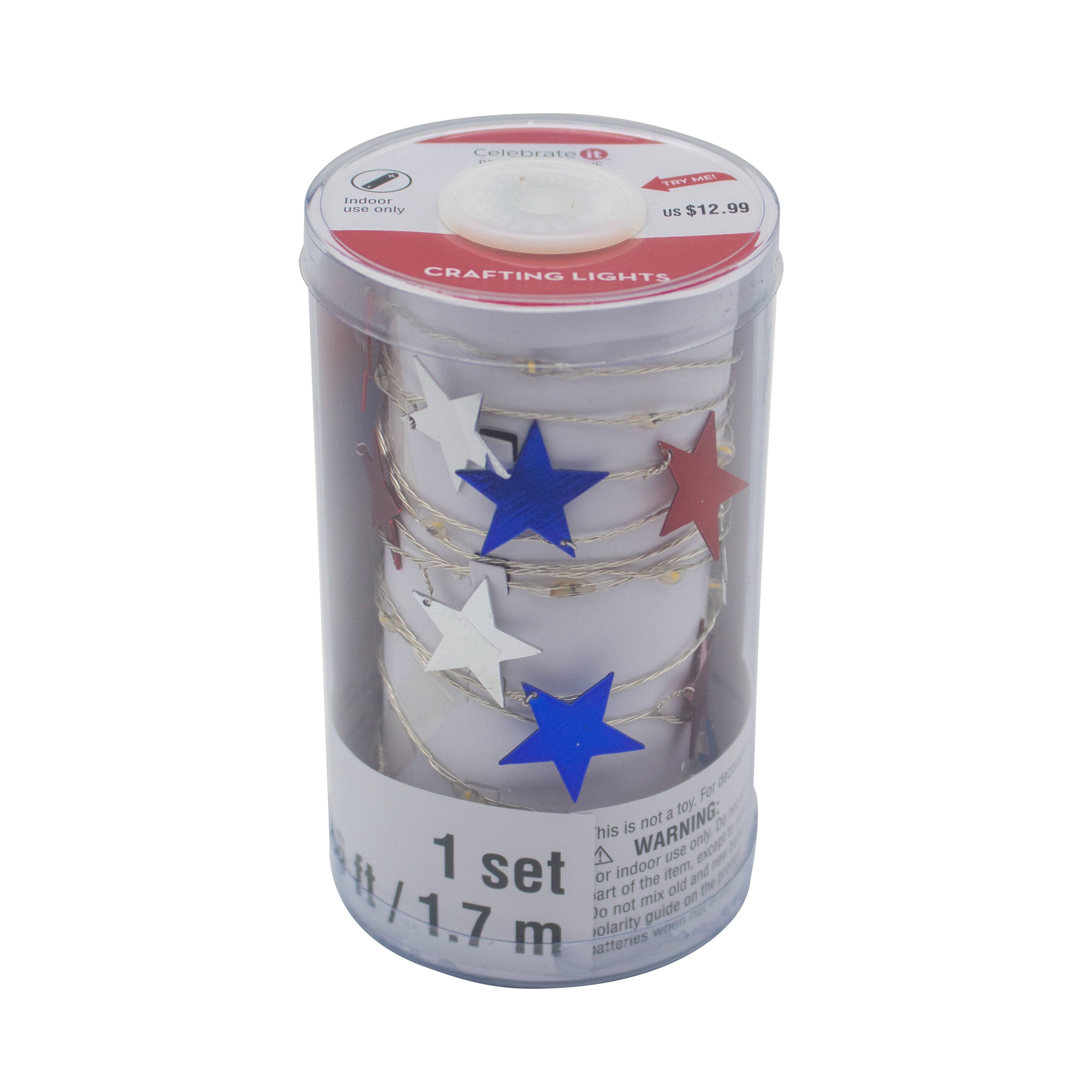 5.6ft. Red, White &#x26; Blue Star Icon Crafting Lights  by Celebrate It&#x2122;