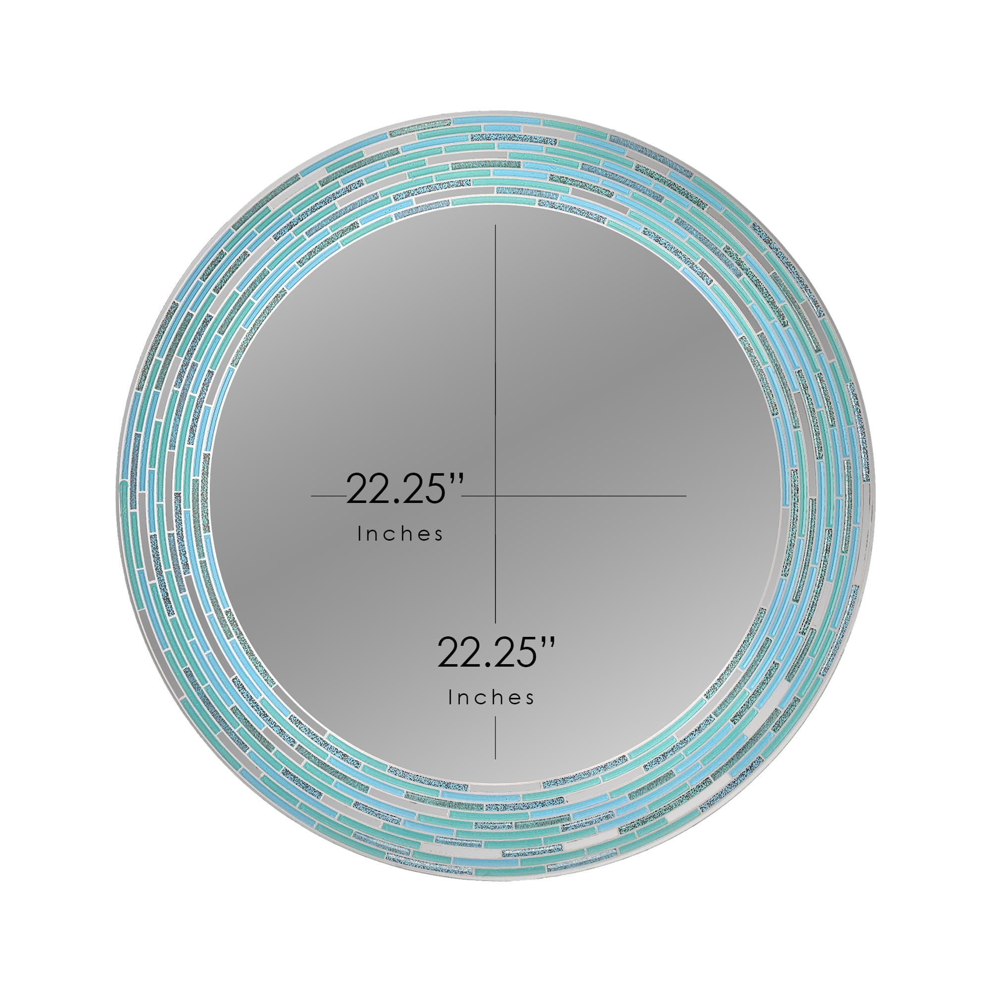Head West Sea Glass 2 Tile Framed Round Wall Vanity Mirror - 30&#x22; x 30&#x22;