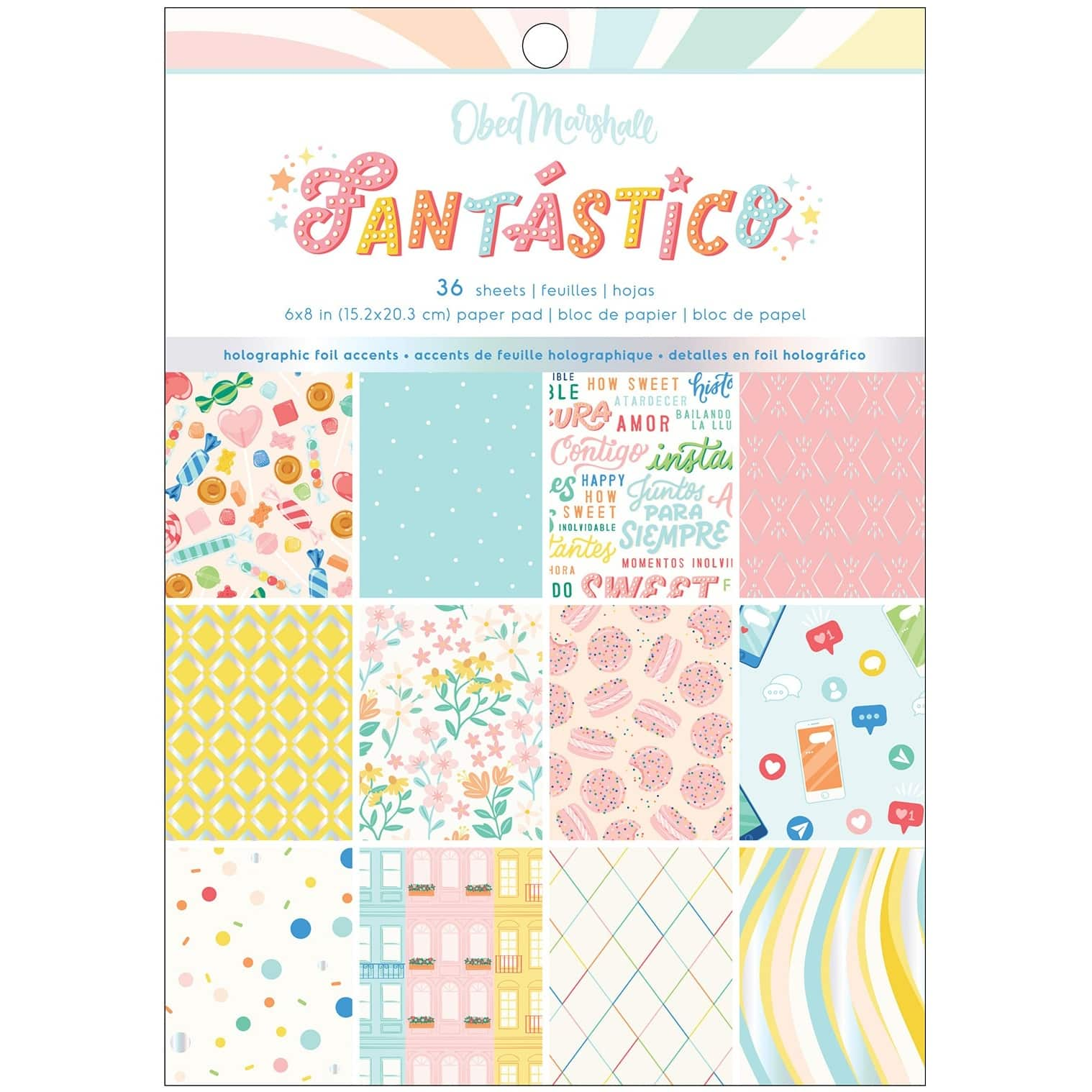 American Crafts&#x2122; 6&#x22; x 8&#x22; Odeb Marshall Fantastico Single-Sided Paper Pad, 36ct.