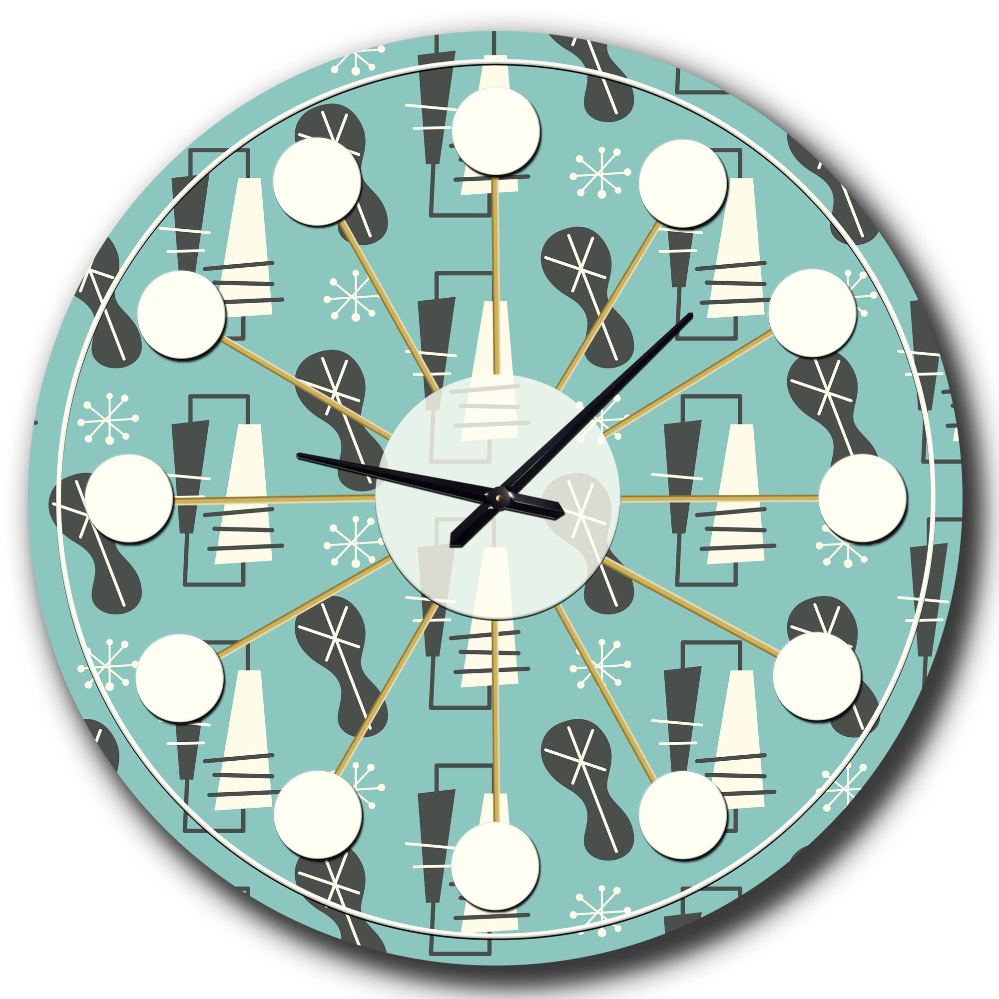 Designart 1950 Retro Pattern II Mid-Century Modern Wall Clock