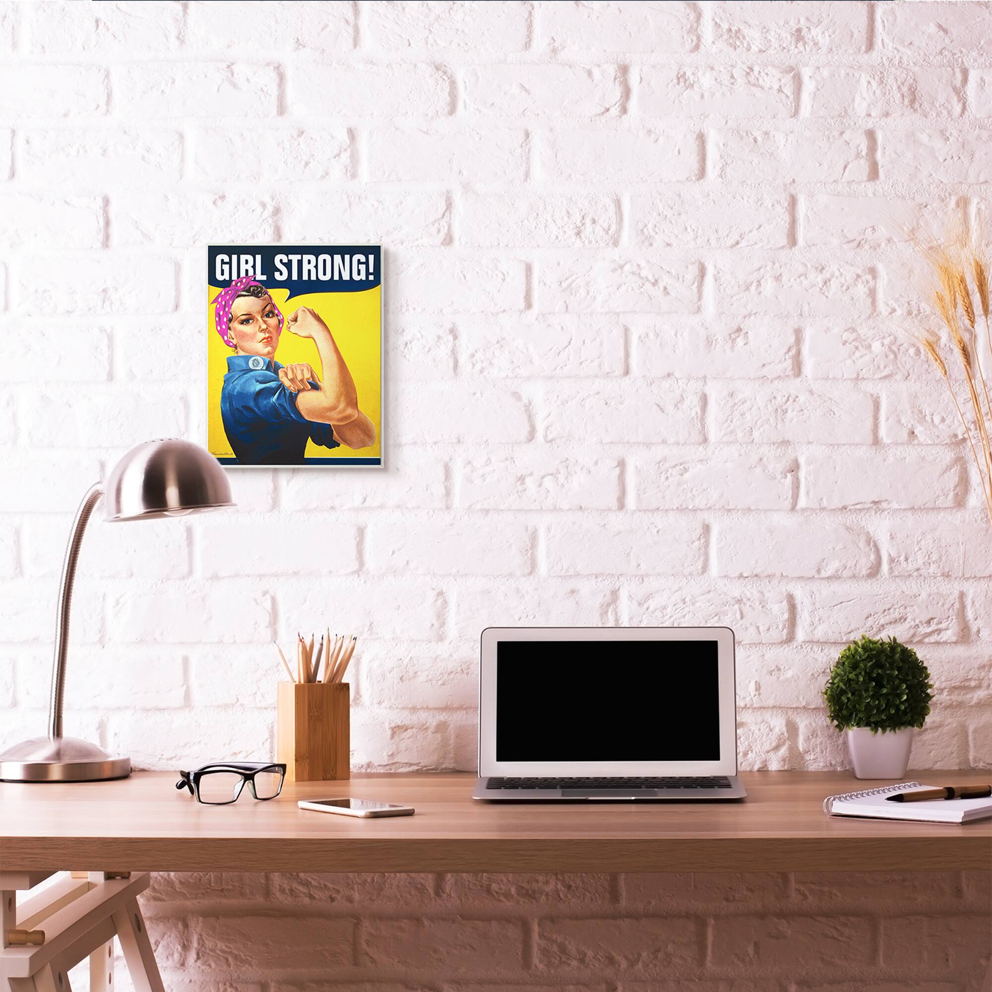 Stupell Industries Girl Strong Vintage Woman Wall Plaque